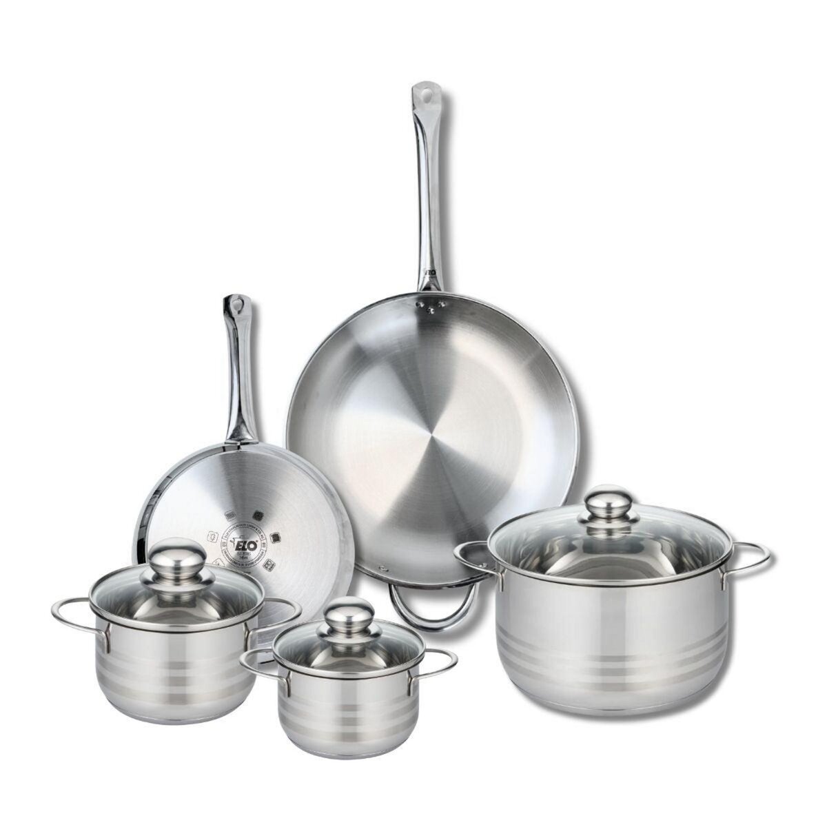 ELO Ensemble de 2 Poêles de cuisson 24 et 32 cm et 3 faitouts 14, 16 et 24 cm Elo Profi Brillant