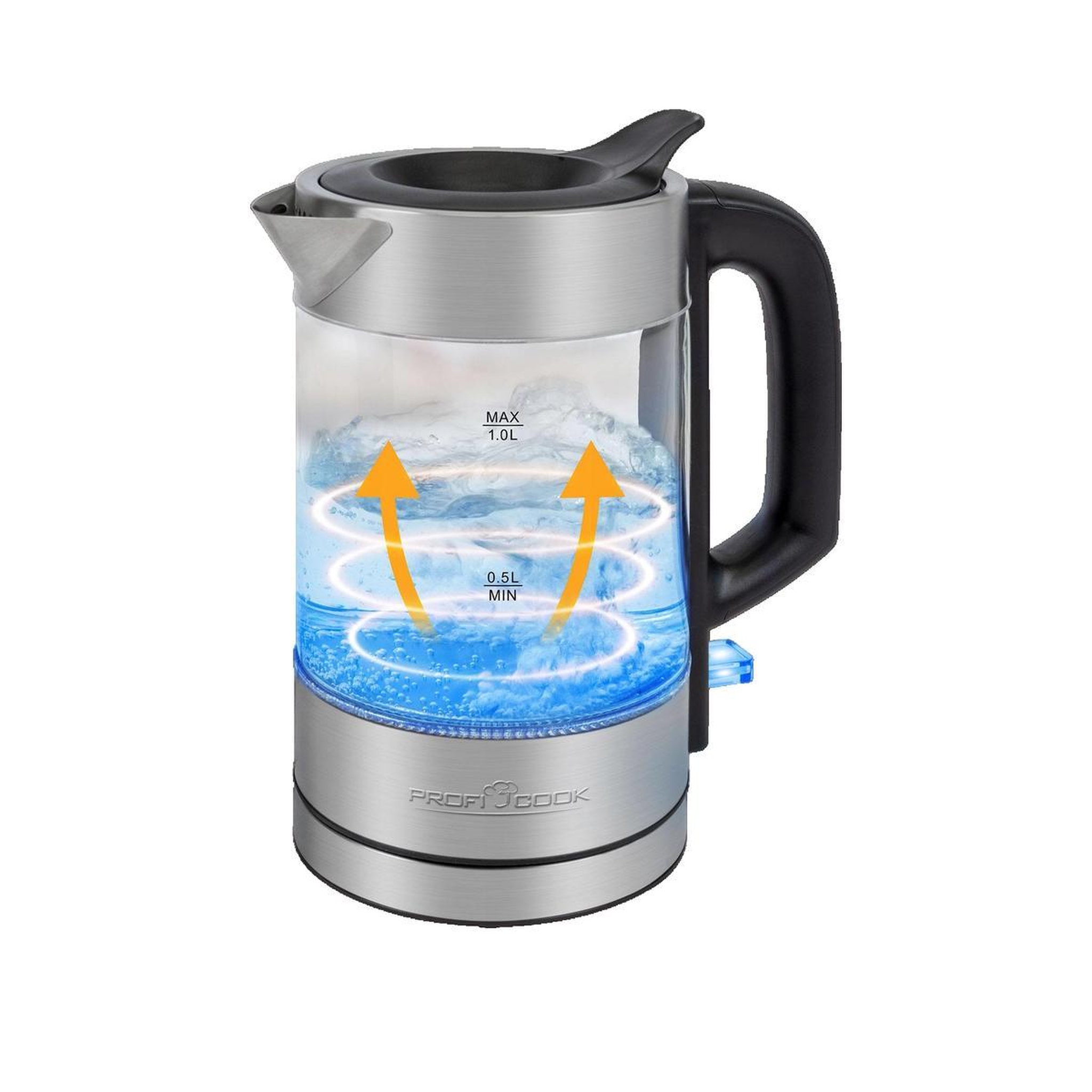 Voir la diapositive 2 : Profi Cook Bouilloire ProfiCook PC-WKS1229G transparente 1,0 litre
