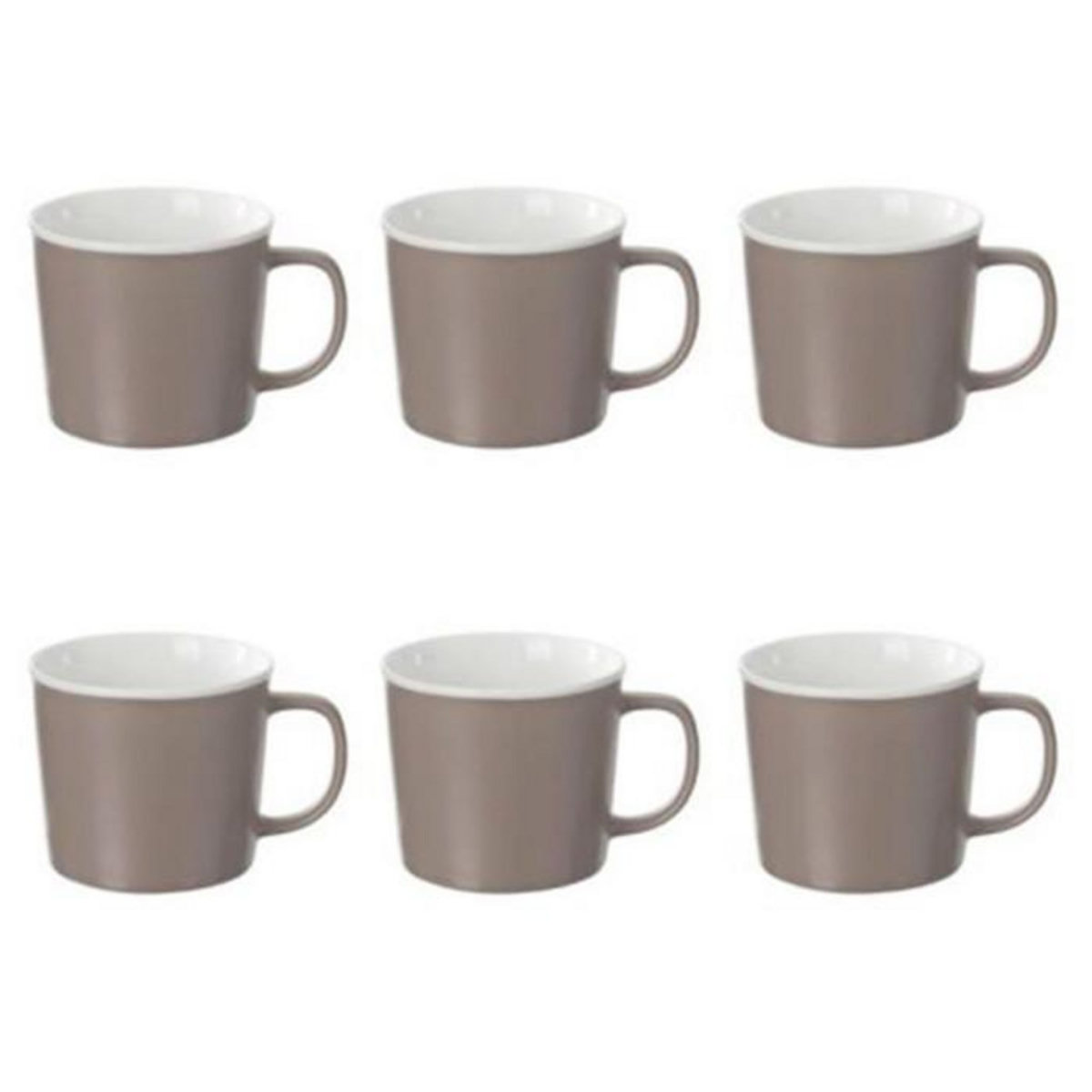SECRET DE GOURMET Lot de 6 Mugs en Porcelaine  Nature  38cl Taupe