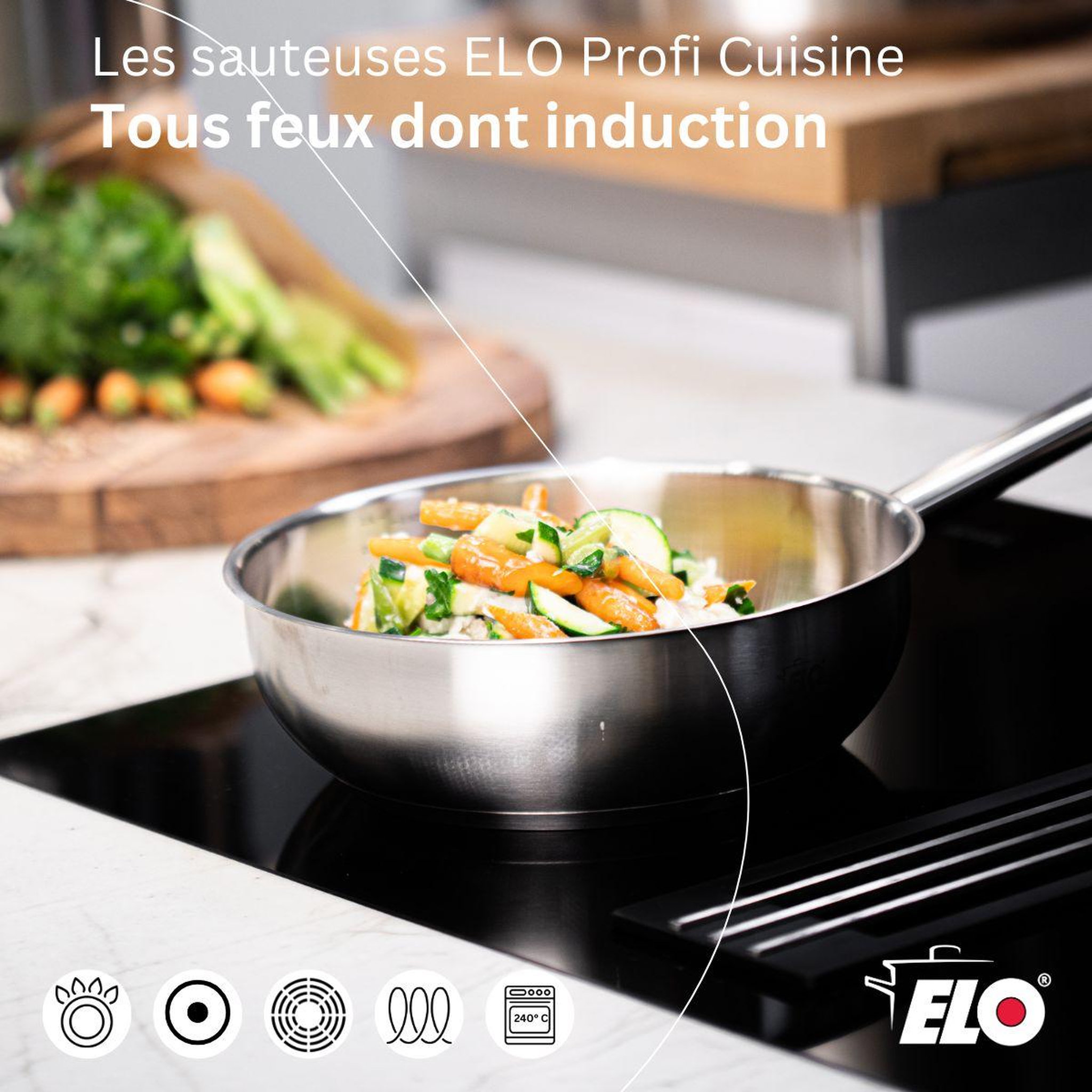Voir la diapositive 4 : ELO Sauteuse 24 cm en acier inoxydable 18/8 elo profi cuisine