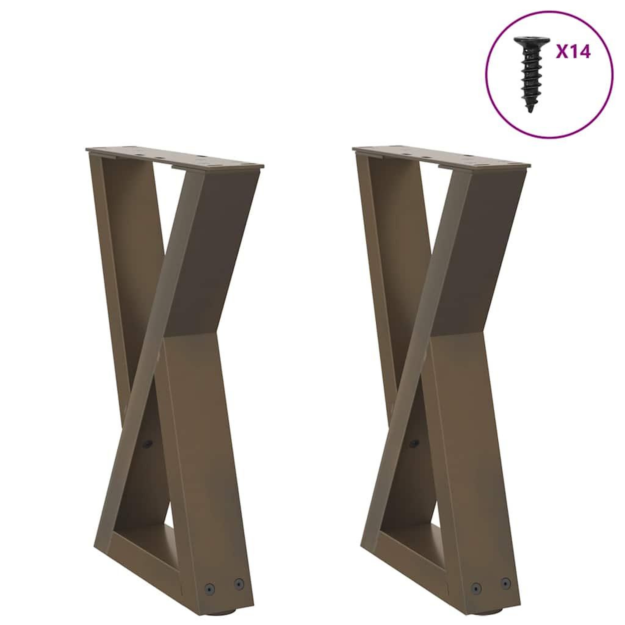 VIDAXL Pieds de table basse 2pcs acier naturel 38x(42-43,3)cm