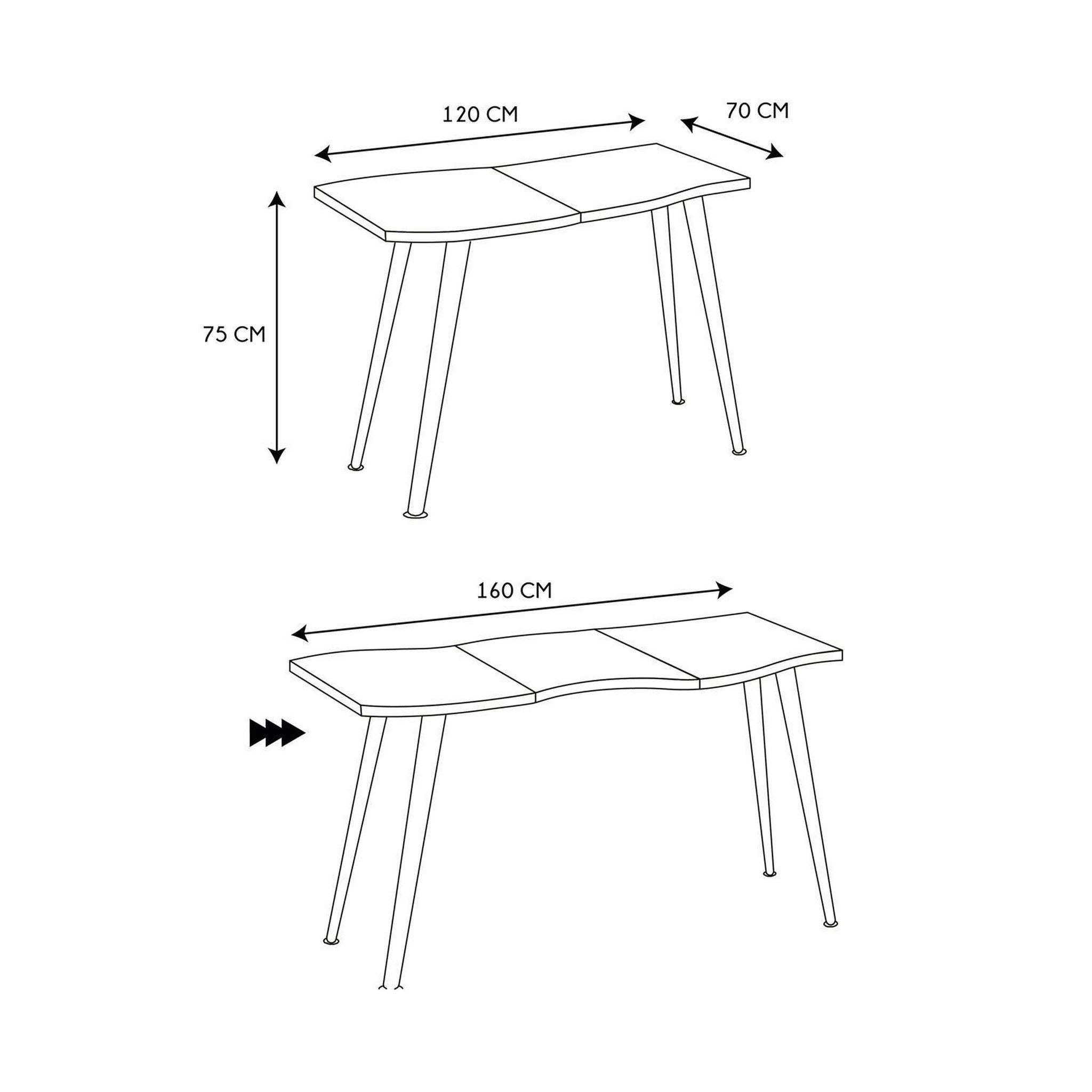 Voir la diapositive 6 : The Home Deco Factory Table à manger extensible forme organique 4 à 6 places abbott - marron et noir