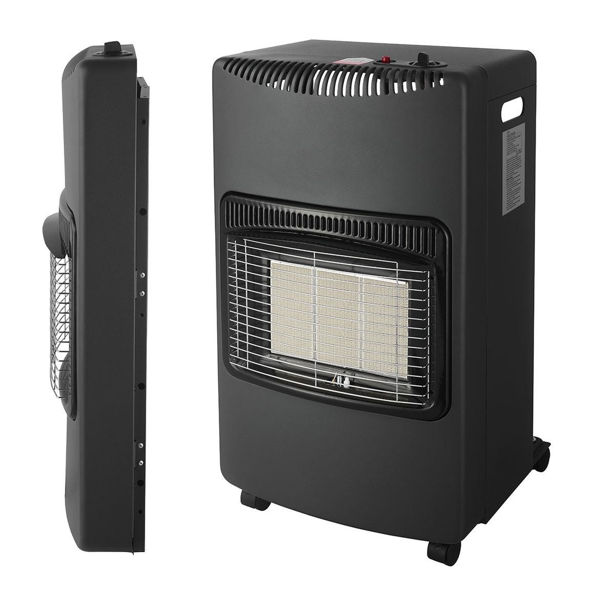 INTEC Poele à gaz pliable 4,2KW Pliable Noir Brûleur céramique Infrarouge Allumage Piezo Chauffage d'appoint gaz INTEC