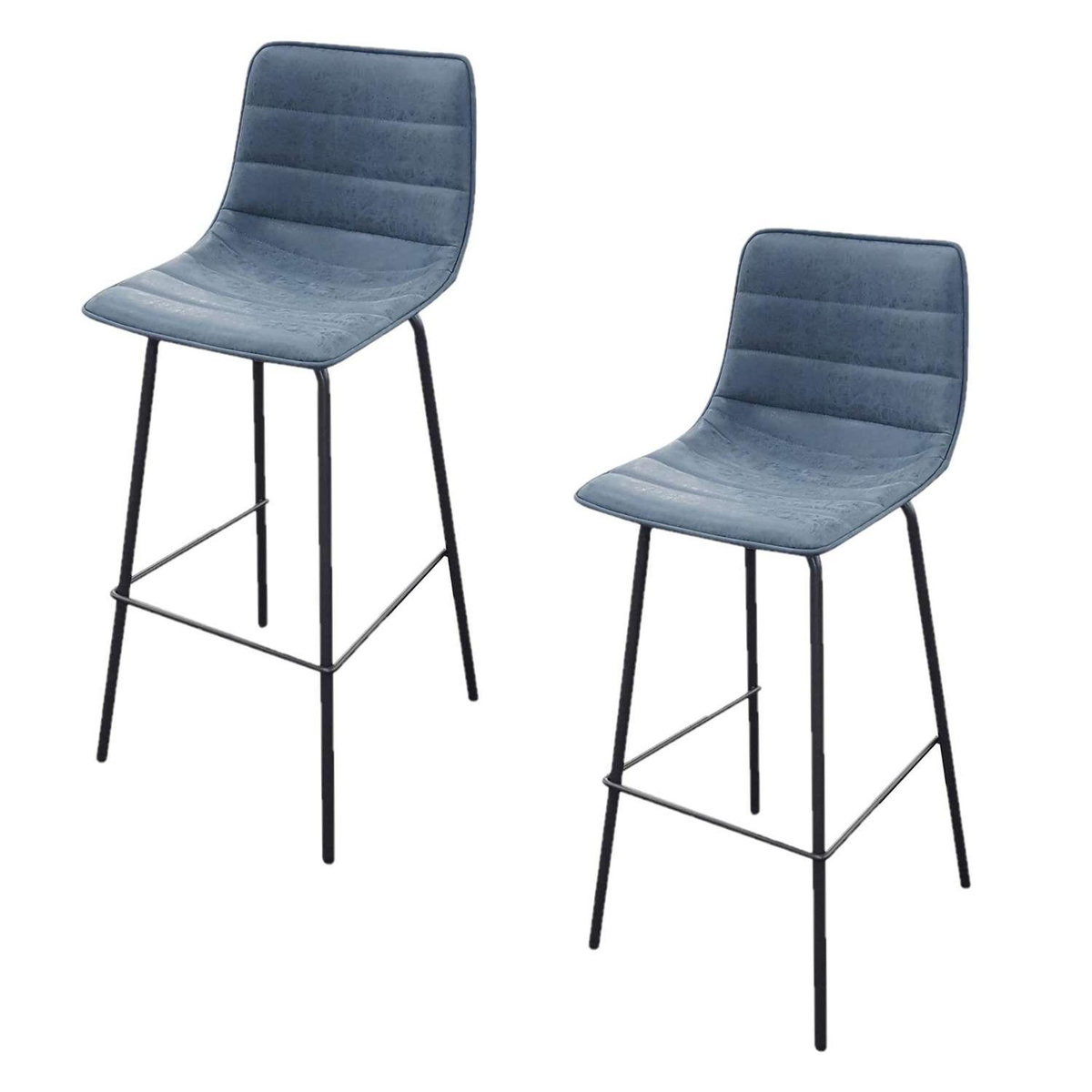 TOILINUX Lot de 2 Tabourets de bar design industriel Brooklyn
