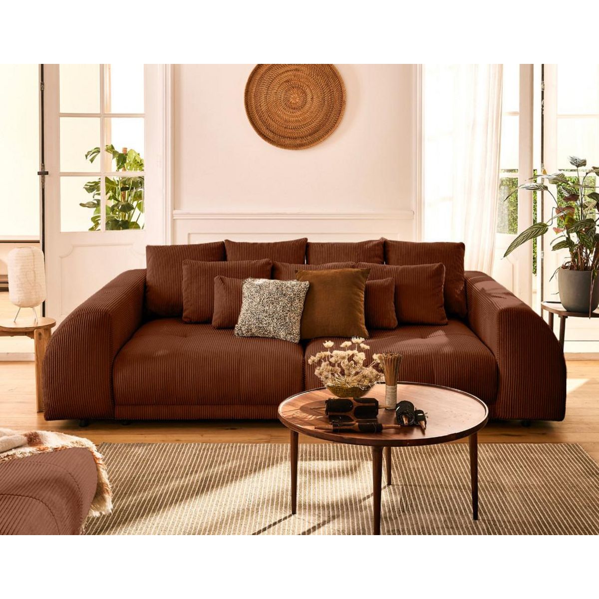 LISA DESIGN Amadora - canapé droit 4 places en velours côtelé