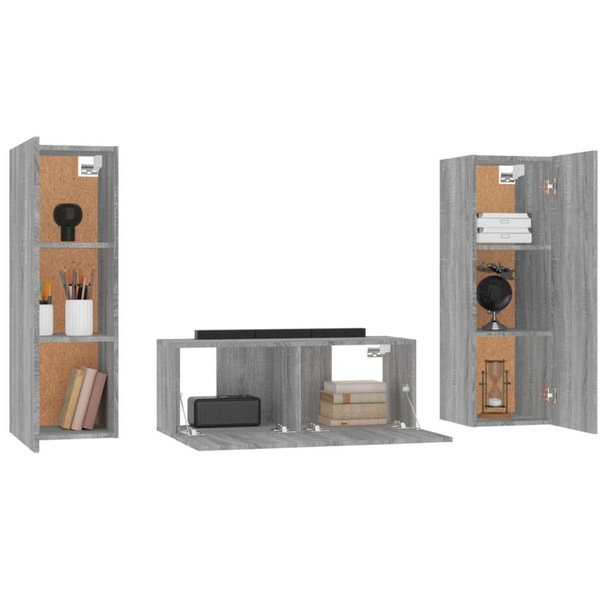 VIDAXL Ensemble de meubles TV 3 pcs Sonoma gris Bois d'ingenierie