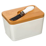 FIVE Beurrier & Couteau  Grès  13cm Blanc