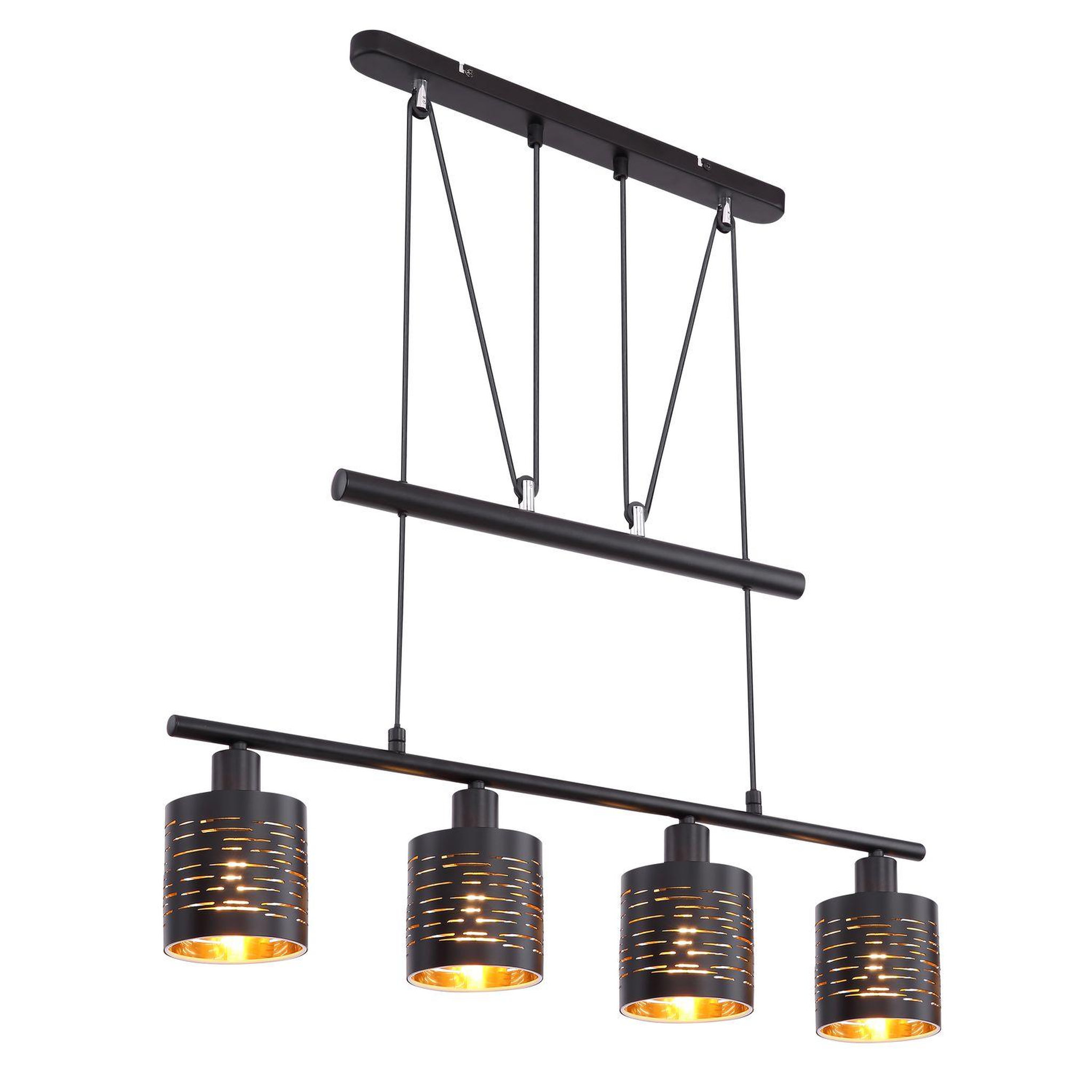 GLOBO Plafonnier design tunno - h. 180 cm - noir et doré