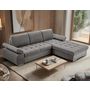 Voir la diapositive 1 : BEST MOBILIER Bianca - canapé d'angle droit 4 places convertible avec coffre en tissu texturé