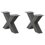 VIDAXL Pieds de table basse forme de X 2 pcs anthracite 60x(30-31) cm
