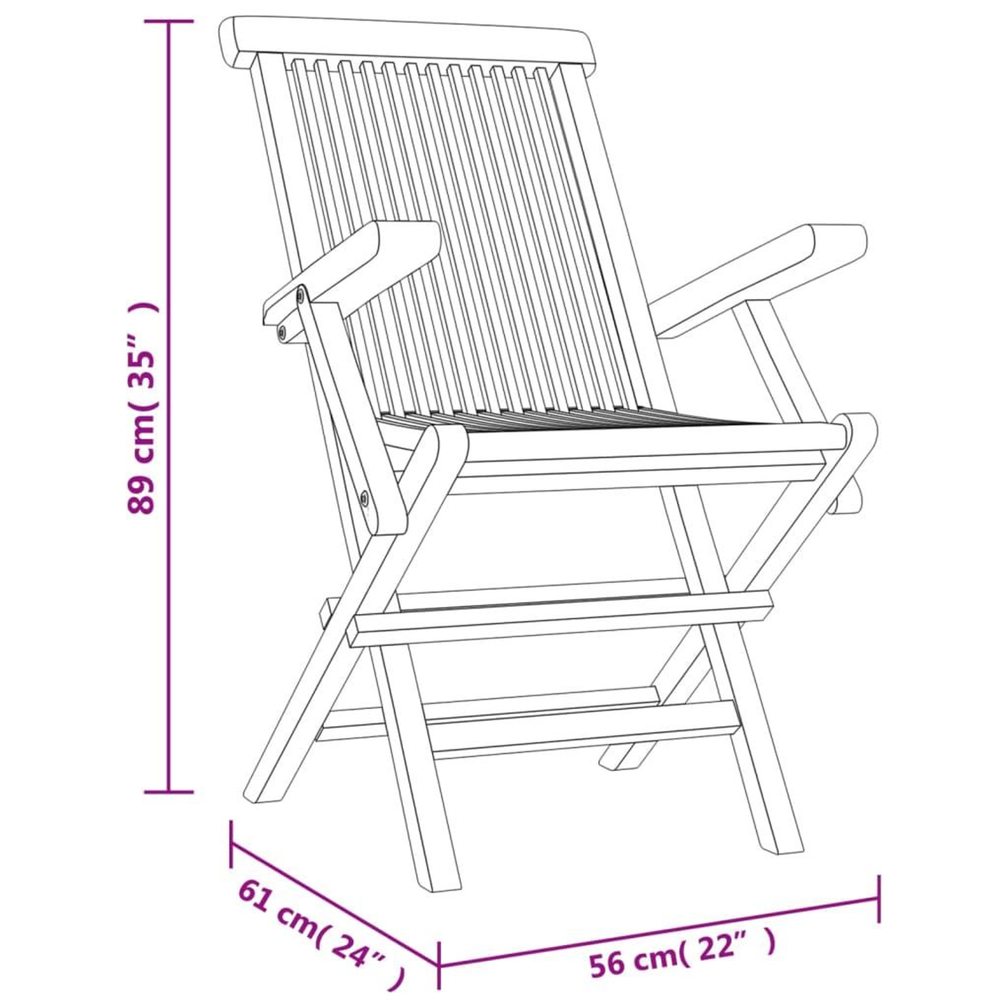 Voir la diapositive 6 : VIDAXL Chaises de jardin pliantes lot de 2 gris 56x61x89cm bois teck