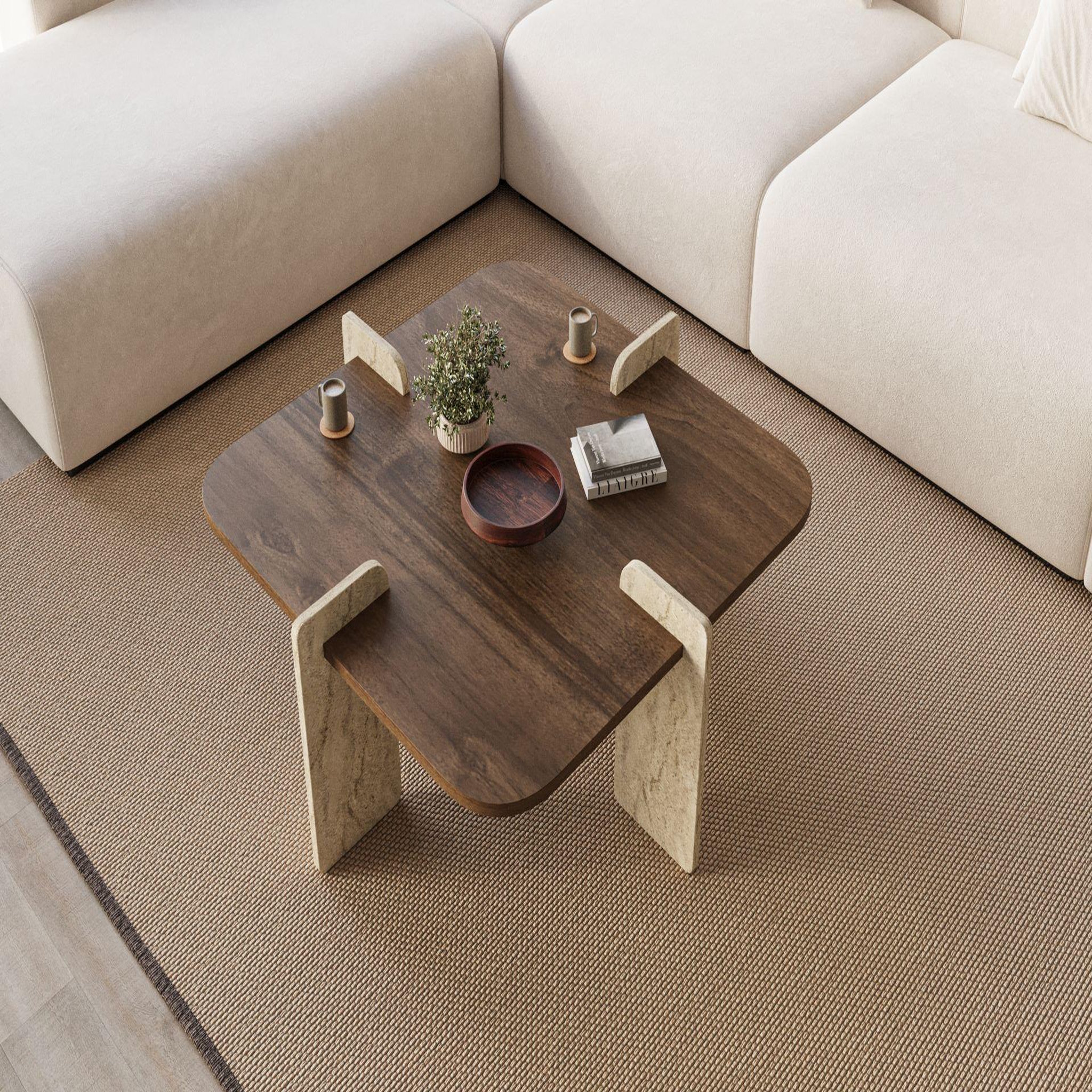 Voir la diapositive 4 : Habitat et Jardin Table basse en bois  poalla  - 90 x 90 x 35 cm - marron