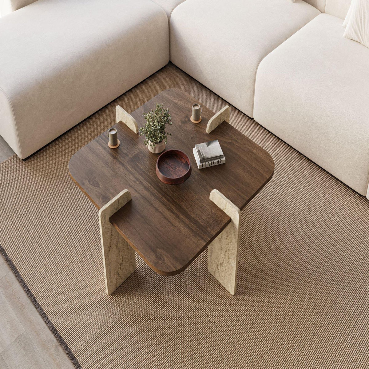 Habitat et Jardin Table basse en bois  Poalla  - 90 x 90 x 35 cm - Marron