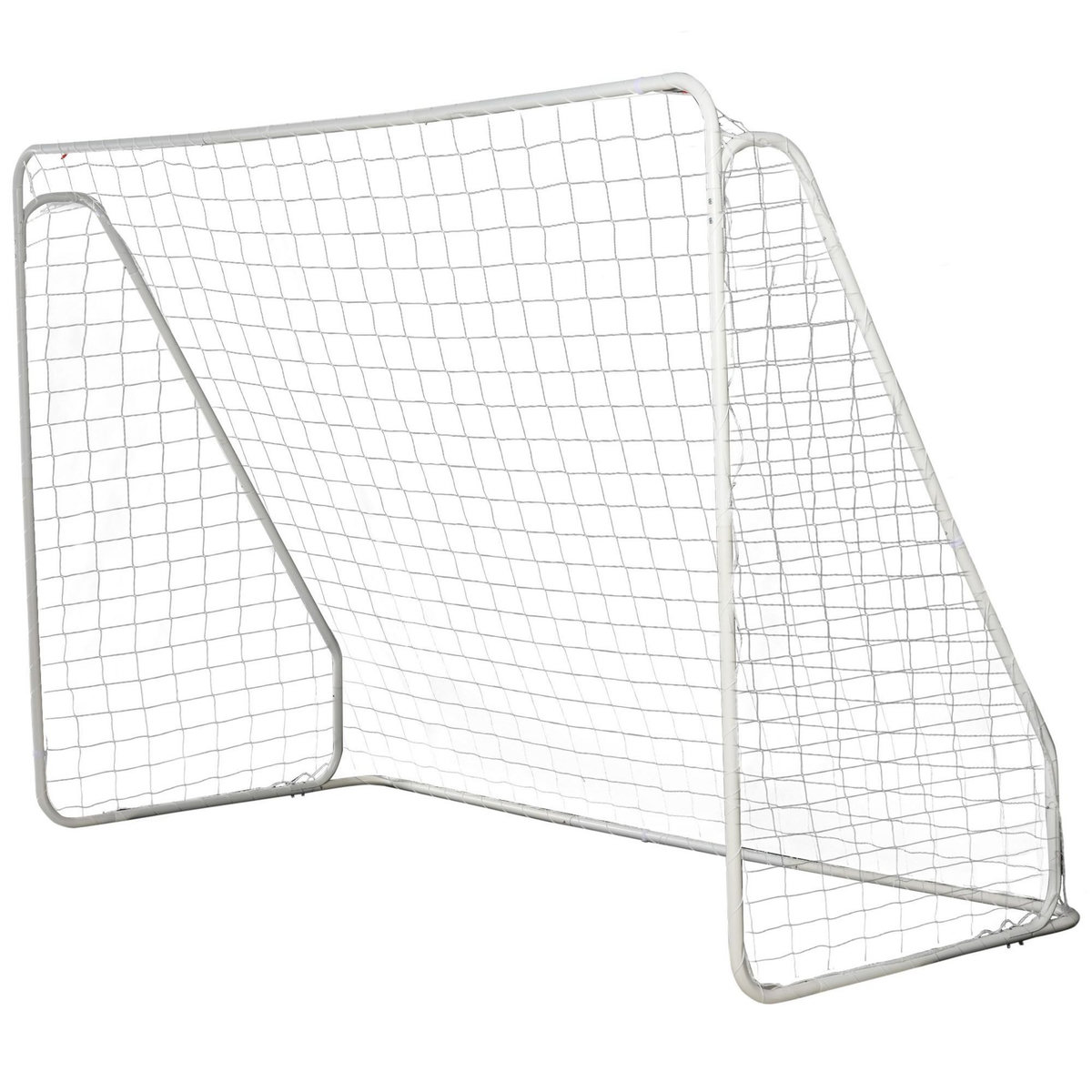 HOMCOM But de football - cage de foot - but futsal dim. 301L x 126l x 200H cm - châssis métal époxy filet PE - piquets inclus - blanc
