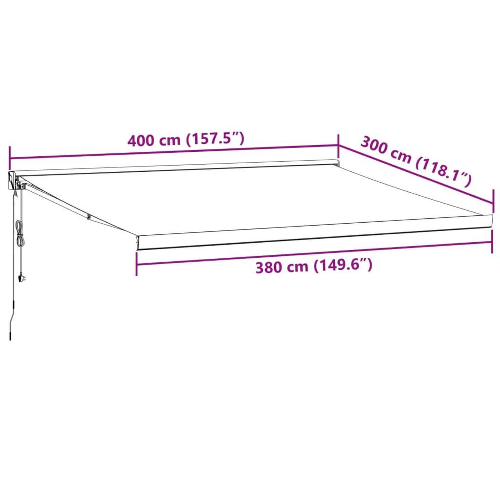 Voir la diapositive 6 : VIDAXL Auvent retractable automatique bordeaux 400x300 cm