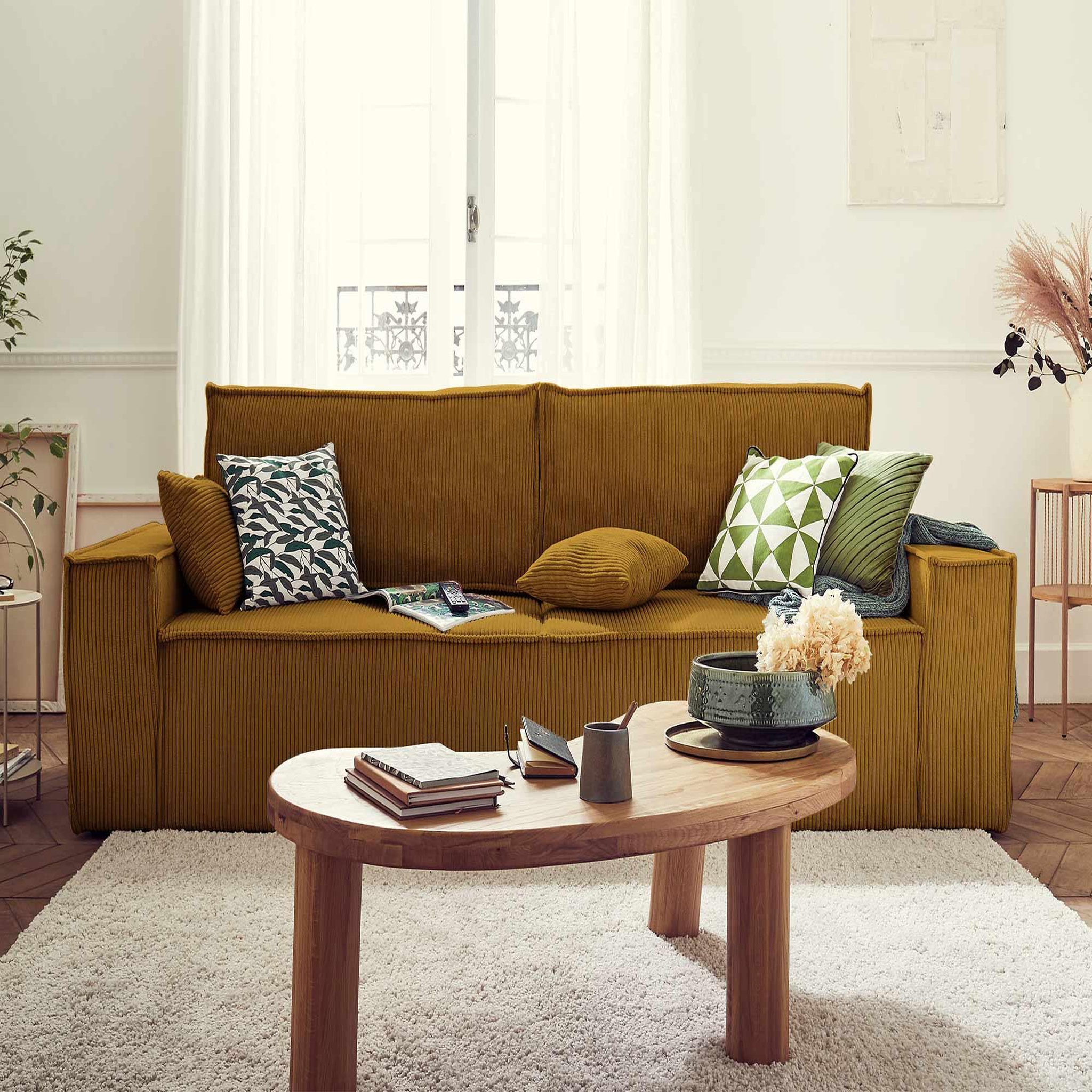 Voir la diapositive 4 : BEST MOBILIER Dellia - canapé 3 places convertible - avec coffre - en velours côtelé - style contemporain