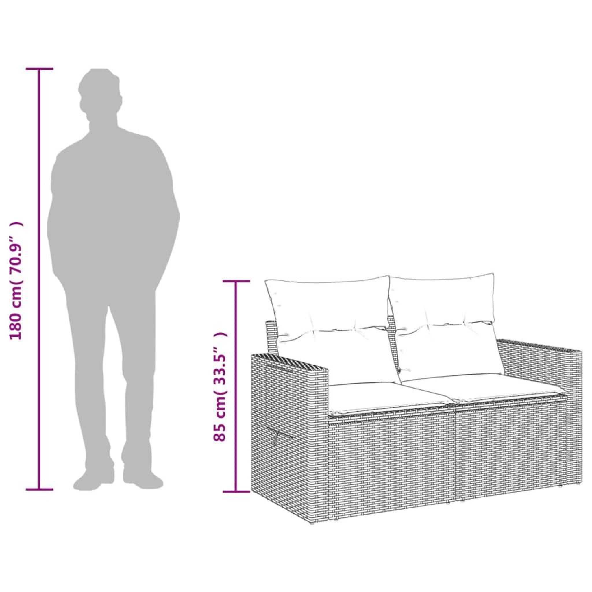 Voir la diapositive 6 : VIDAXL Canape de jardin 2 places avec coussins gris resine tressee