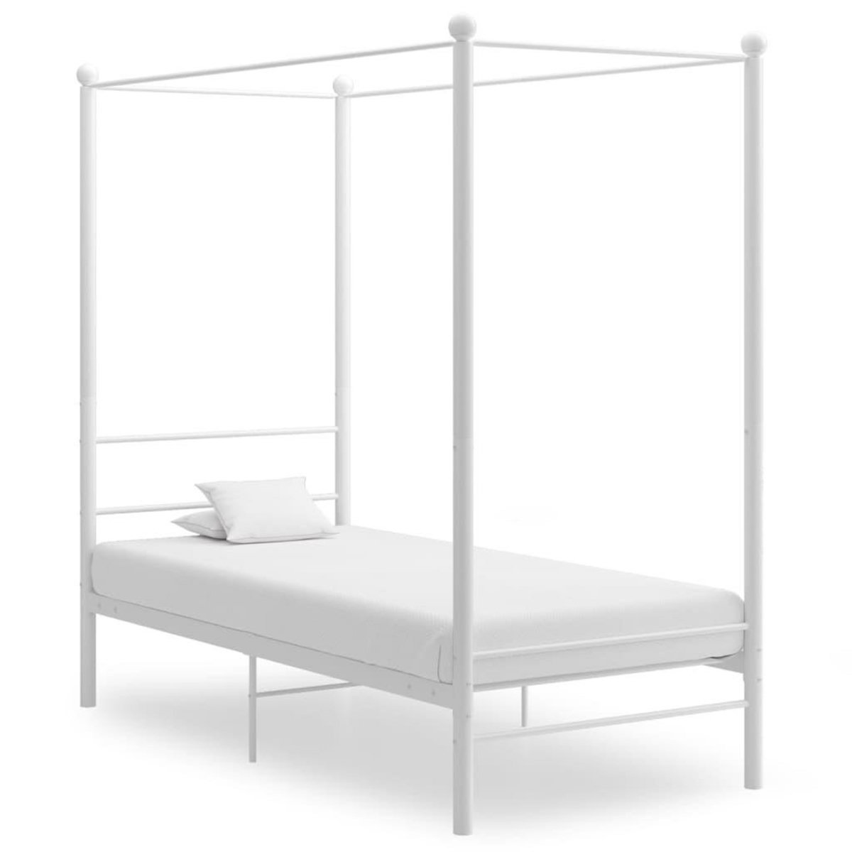 VIDAXL Cadre de lit a baldaquin sans matelas blanc metal 90x200 cm