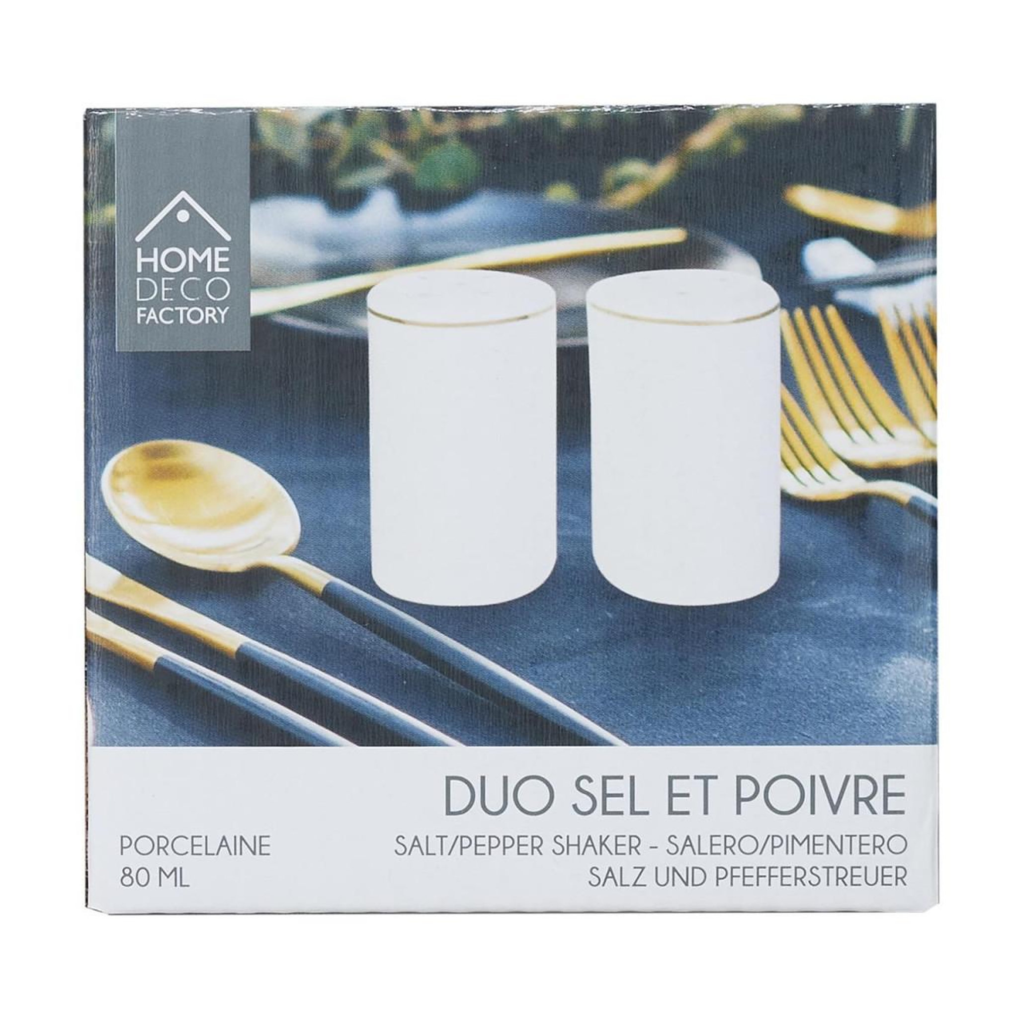 Voir la diapositive 4 : The Home Deco Factory Lot salière & poivrière design  liseré  8cm blanc