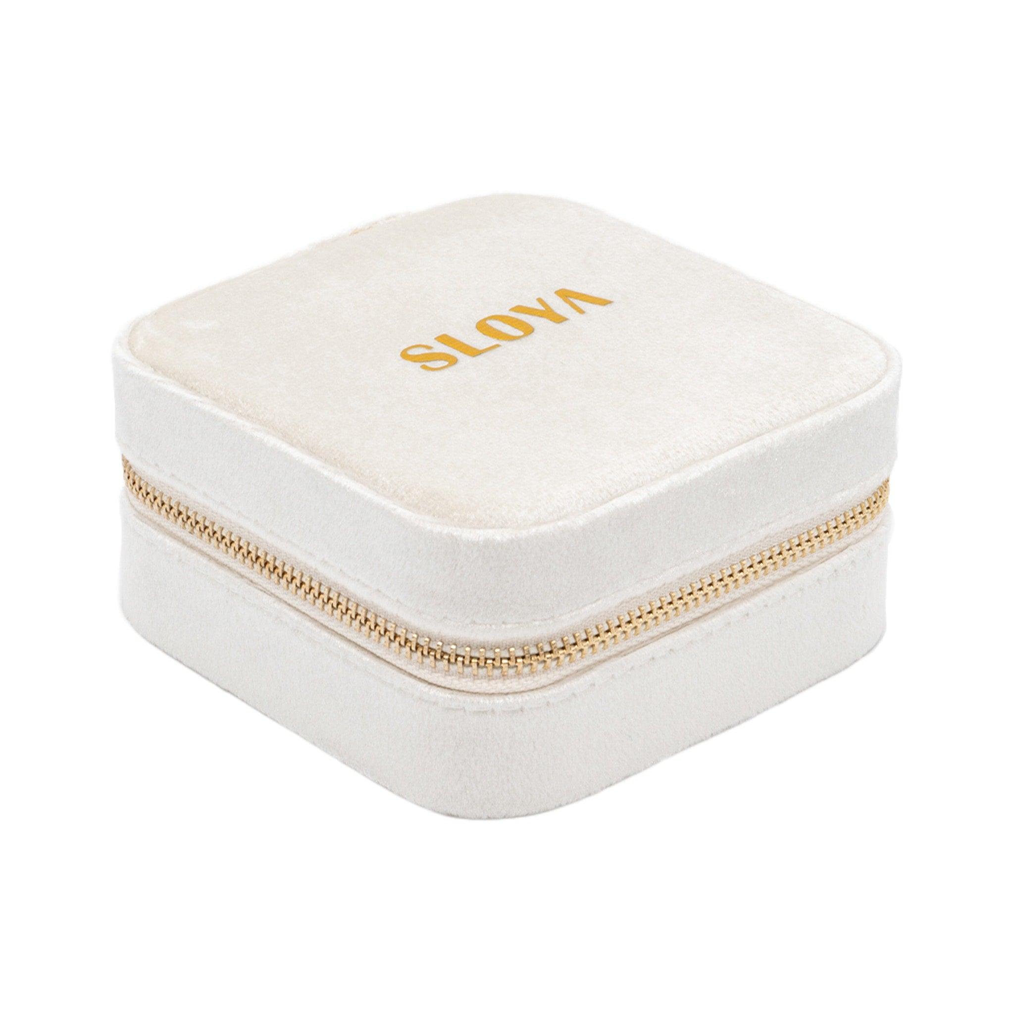 Voir la diapositive 2 : SLOYA Boîte à bijoux velours blanc coton