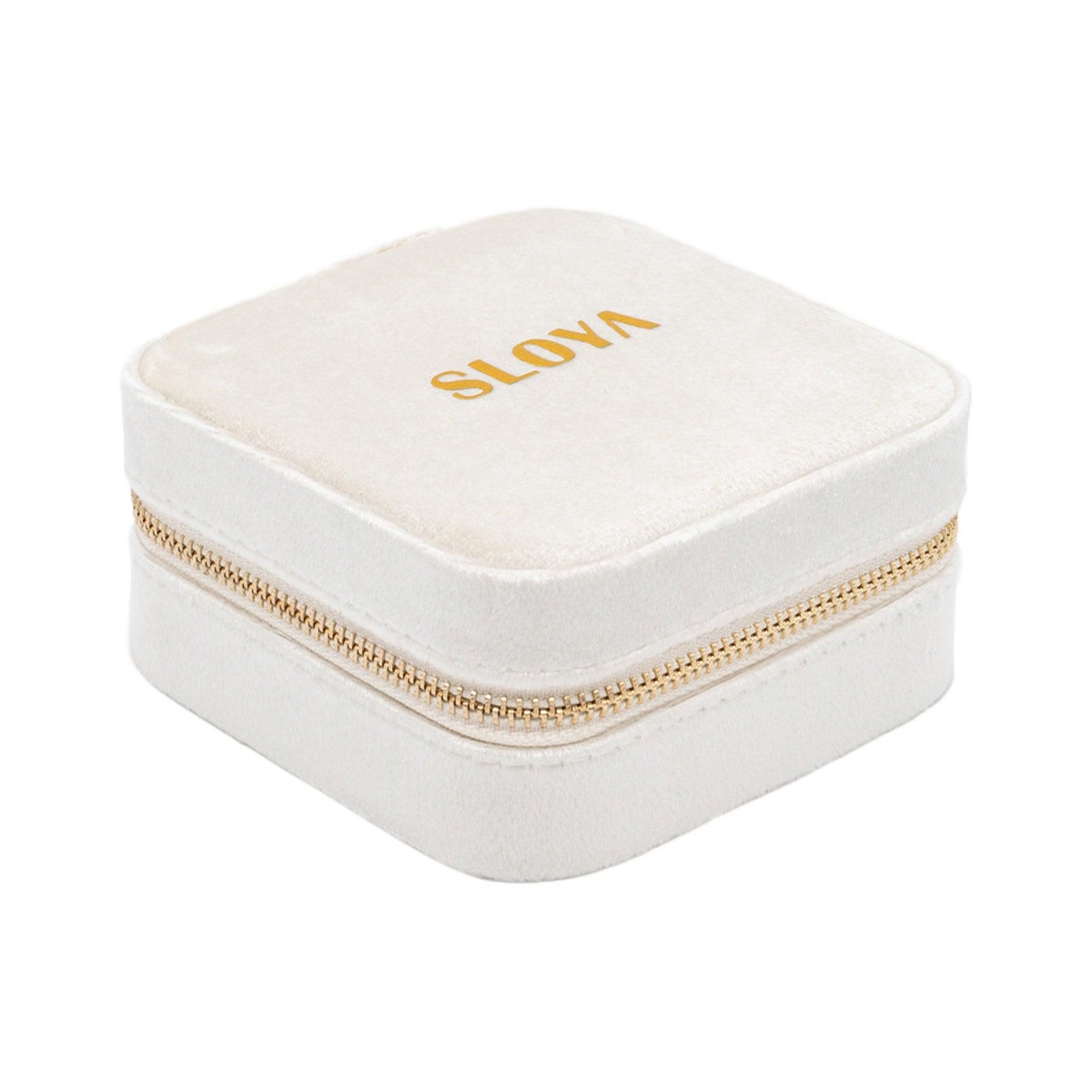 SLOYA Boîte à bijoux velours blanc coton