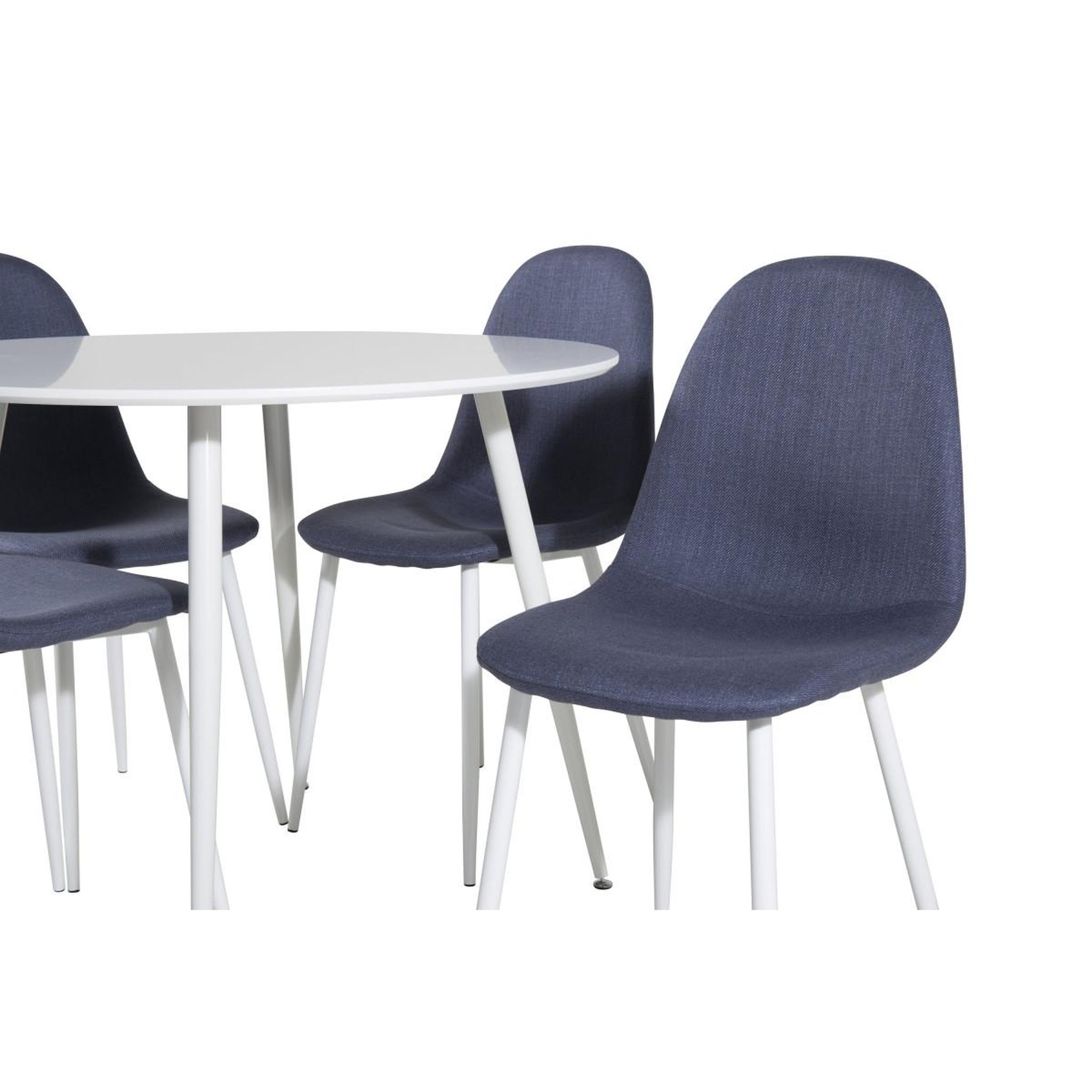 Voir la diapositive 2 : Paris Prix Ensemble table à manger & 4 chaises  plaza & polar  100cm blanc & bleu