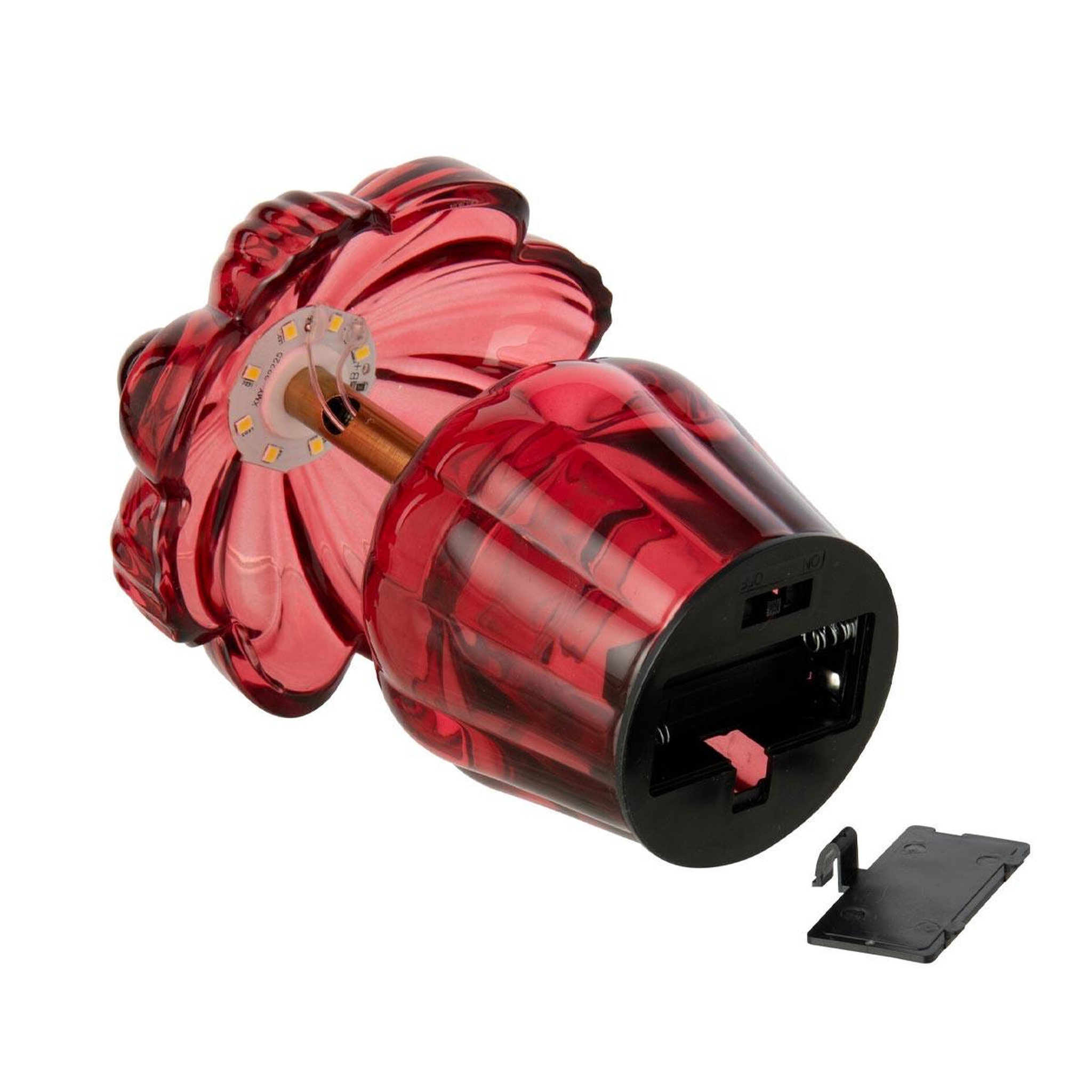 Voir la diapositive 4 : J-LINE Lampe à Poser LED Fleur  Ambre  14cm Rouge