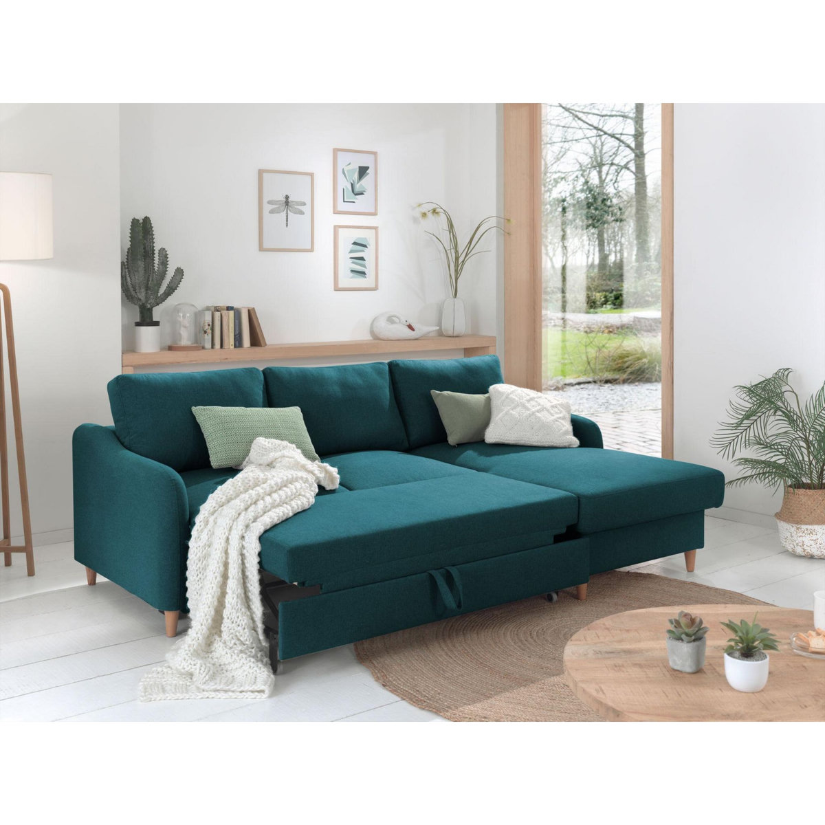 LISA DESIGN Will - canapé d'angle droit - convertible avec coffre - 4 places - en tissu