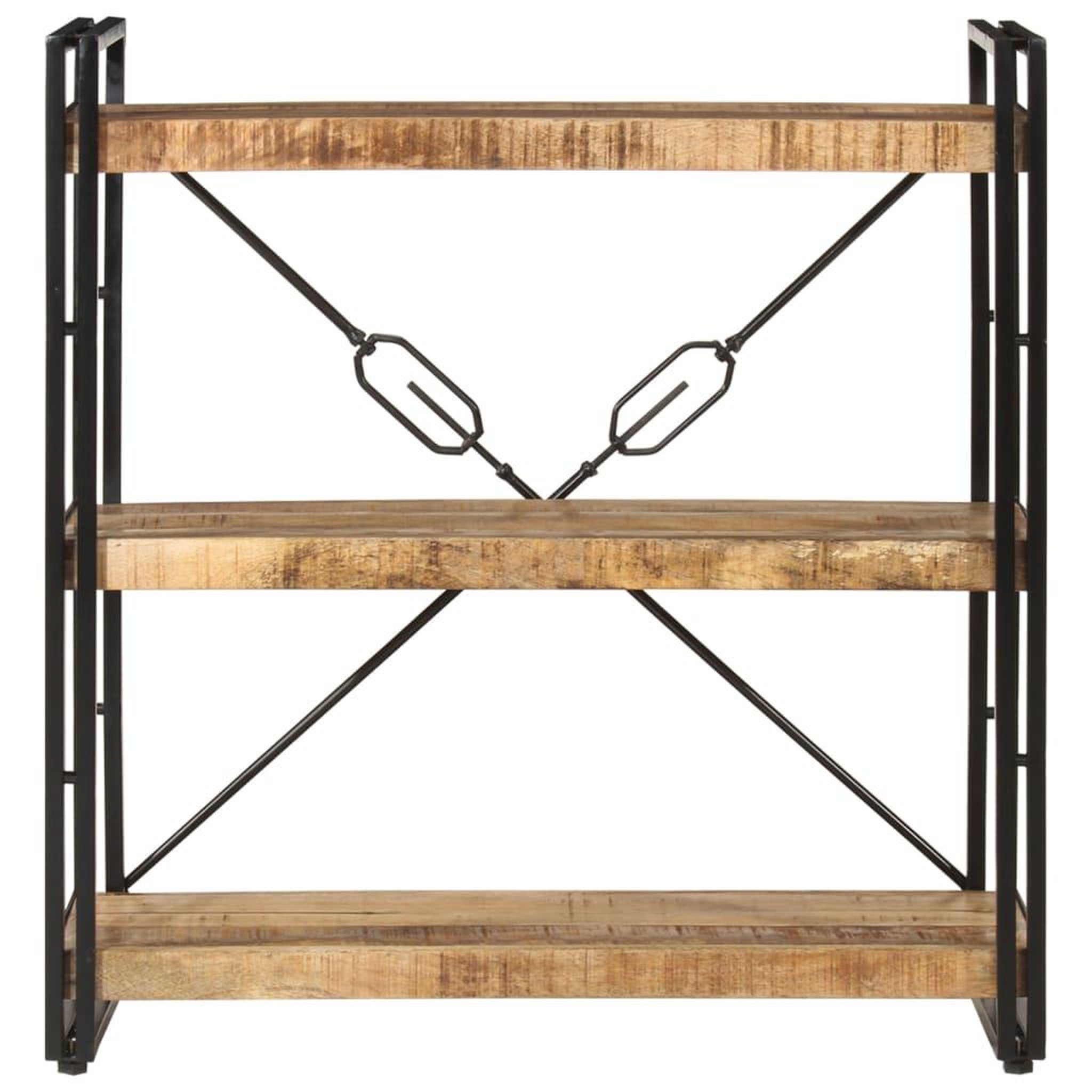 Voir la diapositive 2 : VIDAXL Bibliotheque 3 niveaux 77x30x80 cm bois massif manguier et fer