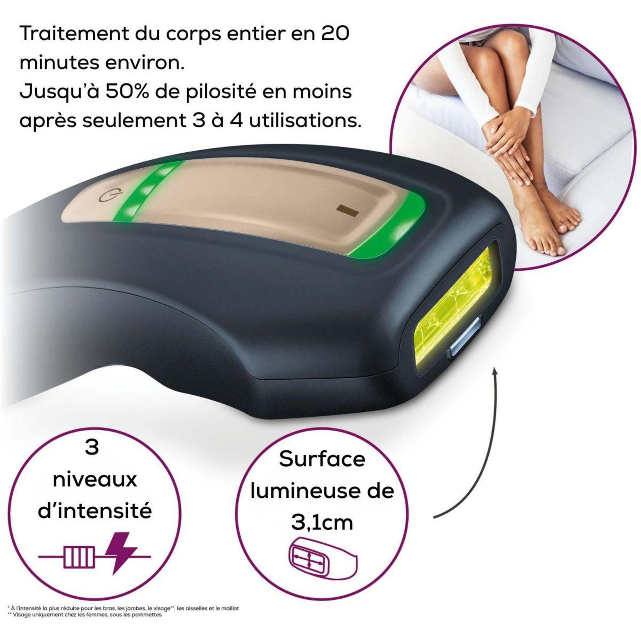 Voir la diapositive 2 : Beurer Epilateur lumière pulsée ipl 5800 - 600 000 flashs