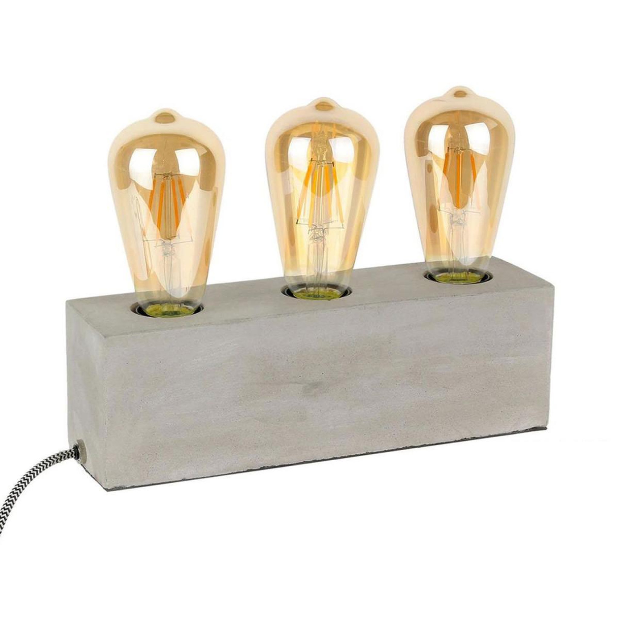 The Home Deco Factory Lampe à poser 3 ampoules  beton  27cm gris