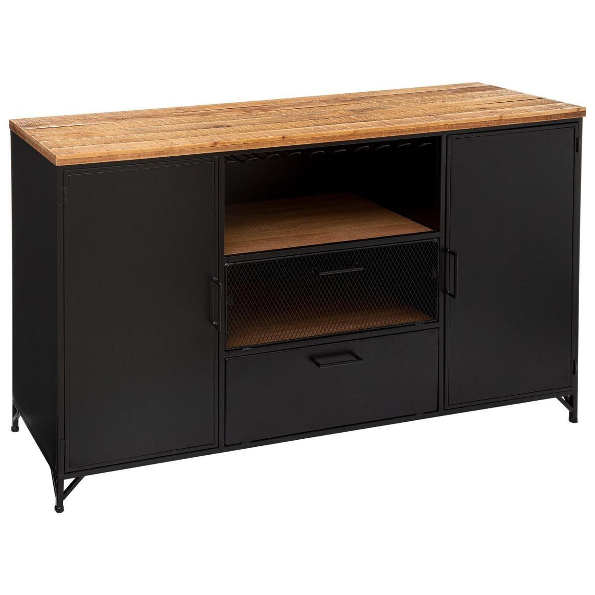 Voir la diapositive 1 : ATMOSPHERA Buffet 2 portes & 2 niveaux  cierna  140cm noir