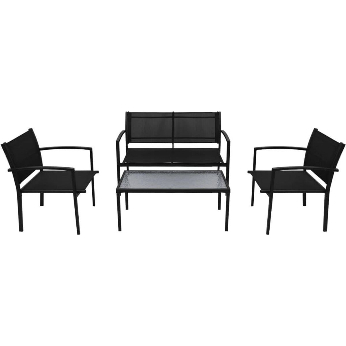 VIDAXL Salon de jardin 4 pcs Textilene Noir