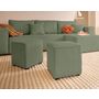Voir la diapositive 6 : BEST MOBILIER Topaze - canapé d'angle réversible 4 places - convertible avec coffre, tablette et poufs - en velours côtelé