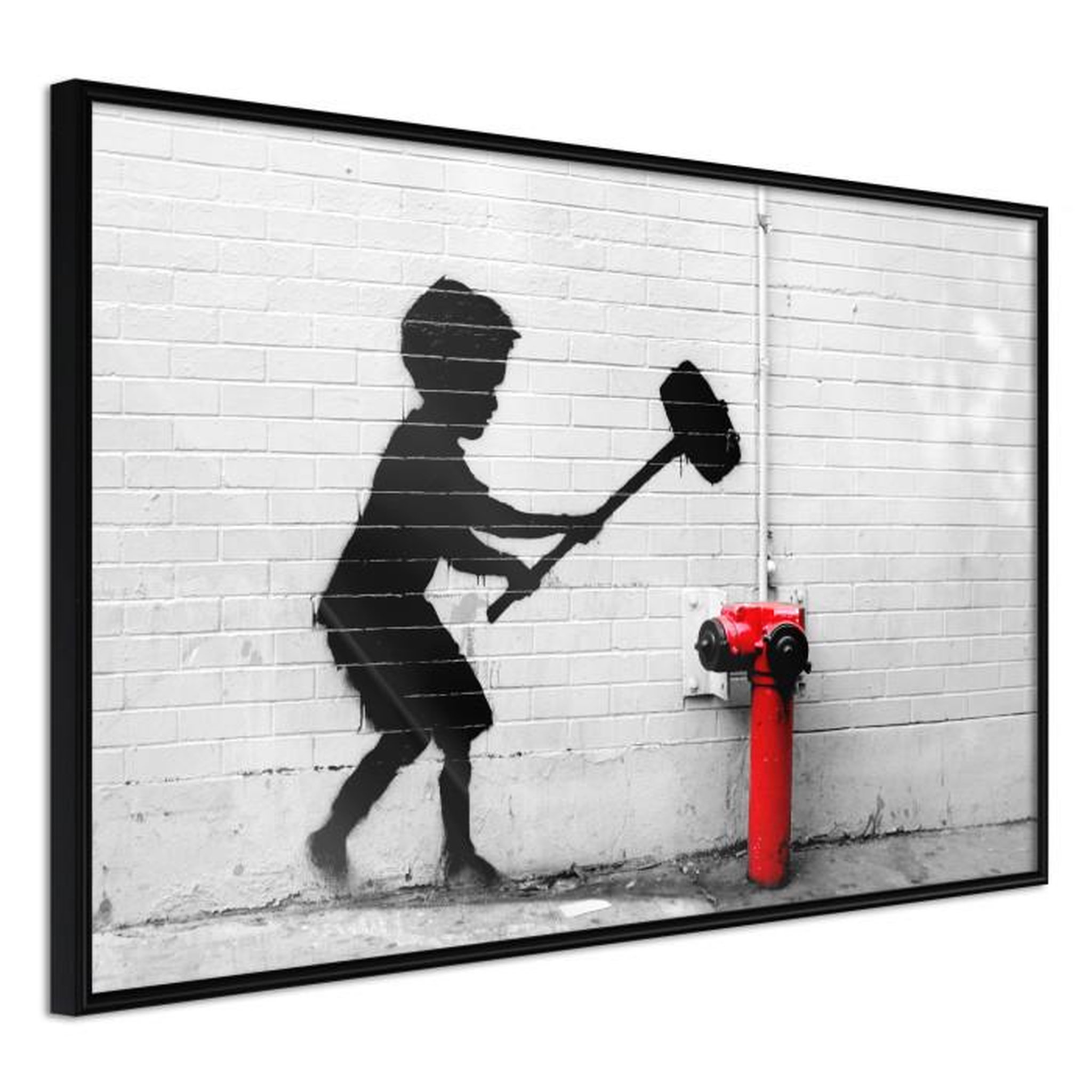 Paris Prix Affiche Murale Encadrée  Banksy Hammer Boy. Coloris disponibles : Jaune, Noir