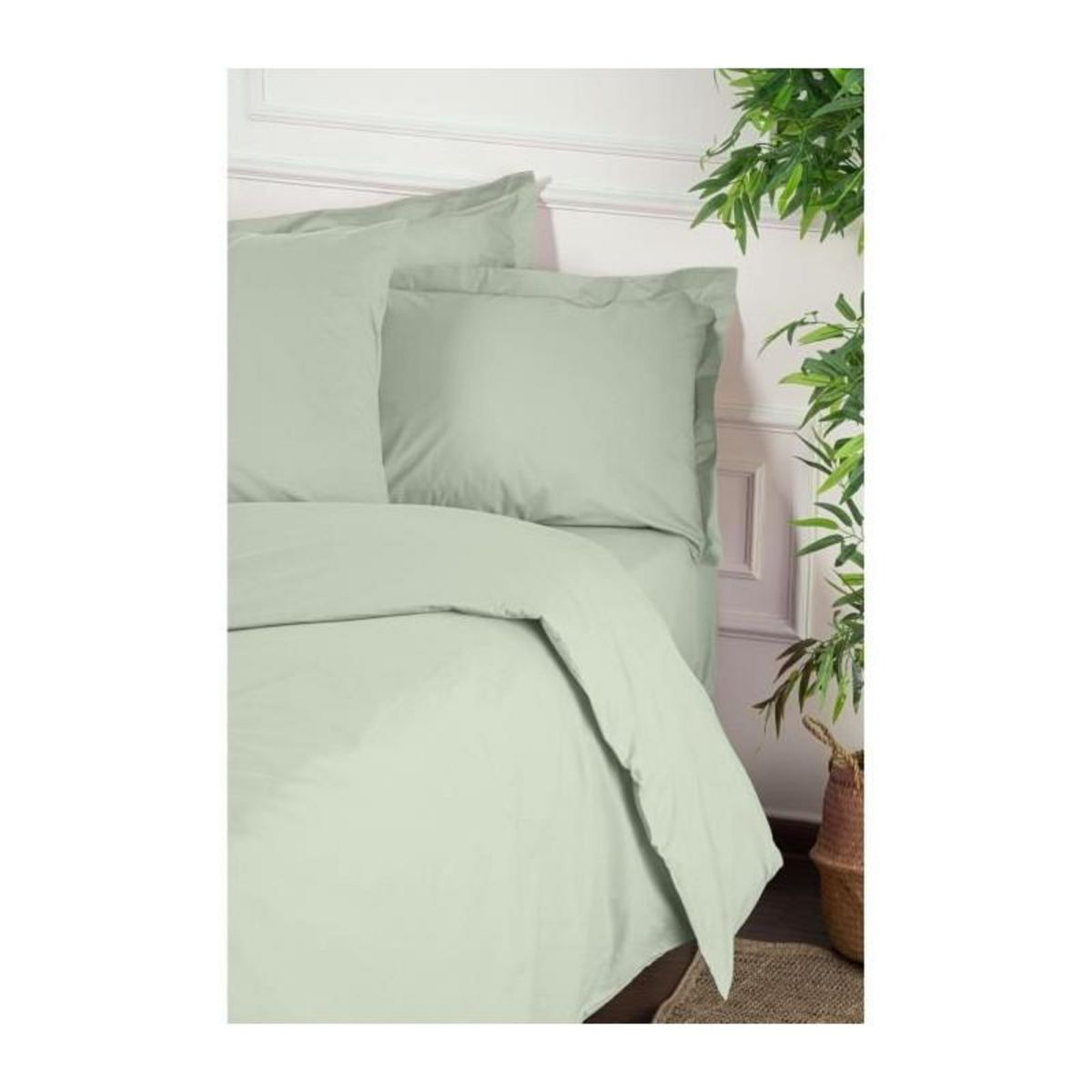 GENERIQUE Parure de lit - 1 housse de couette 220 x 240 cm + 2 taies d'oreiller 60 x 60 cm - 100% coton renforcé - Vert