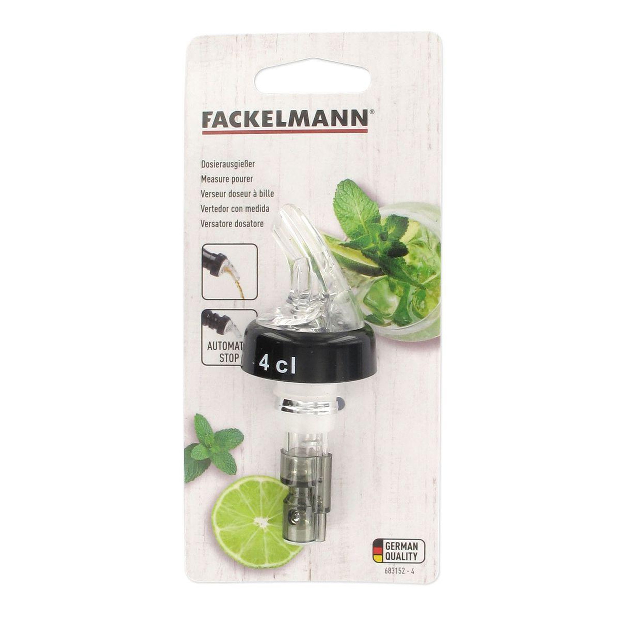 Voir la diapositive 6 : Fackelmann Set de 4 becs verseurs doseurs à alcool à bille 2 cl et 4 cl fackelmann