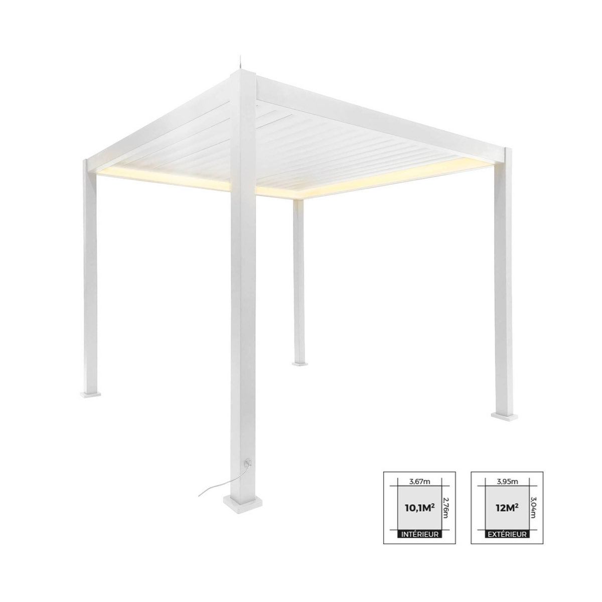 SWEEEK Pergola bioclimatique aluminium motorisée 3x3m avec éclairage LED Triomphe