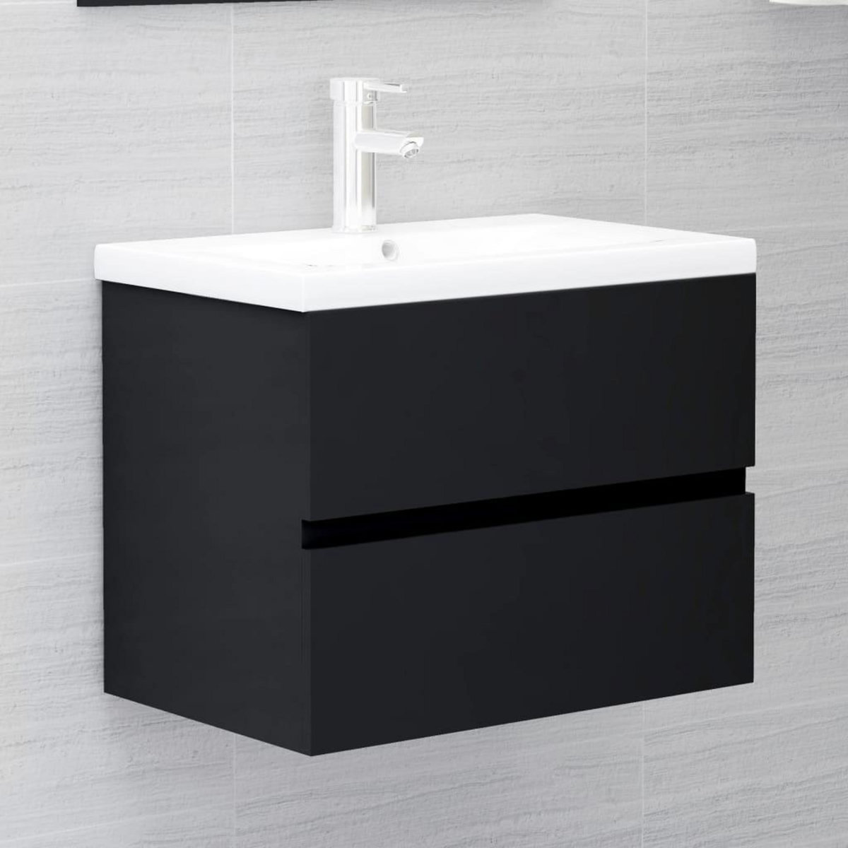 VIDAXL Armoire d'evier avec lavabo integre Noir Agglomere