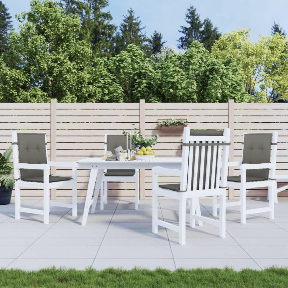 VIDAXL Coussins de chaise a dossier bas lot de 4 gris fonce melange