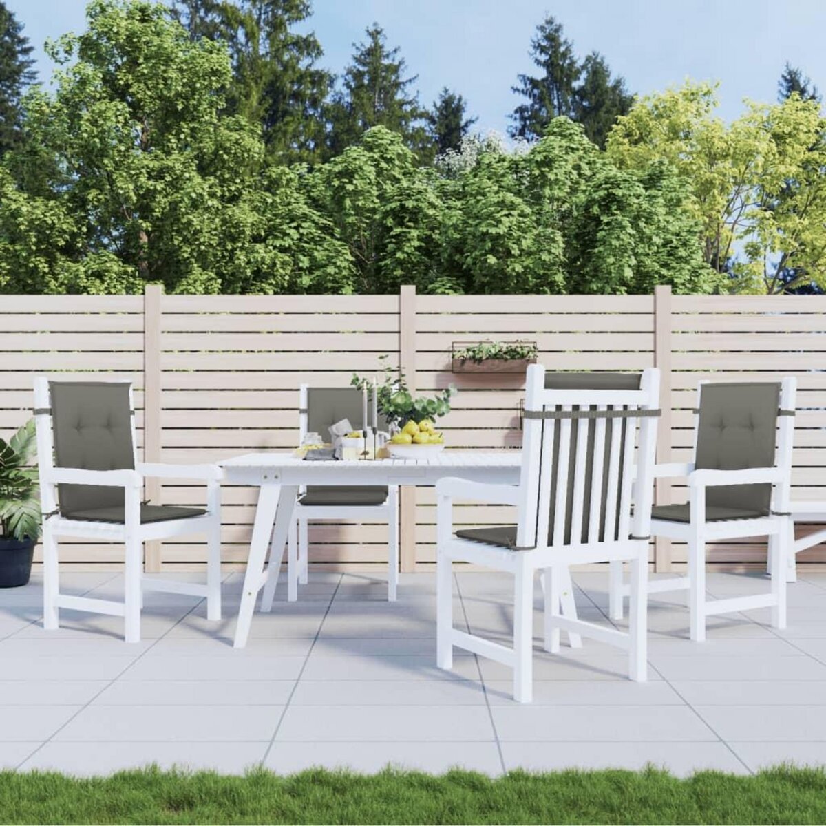 VIDAXL Coussins de chaise a dossier bas lot de 4 gris fonce melange