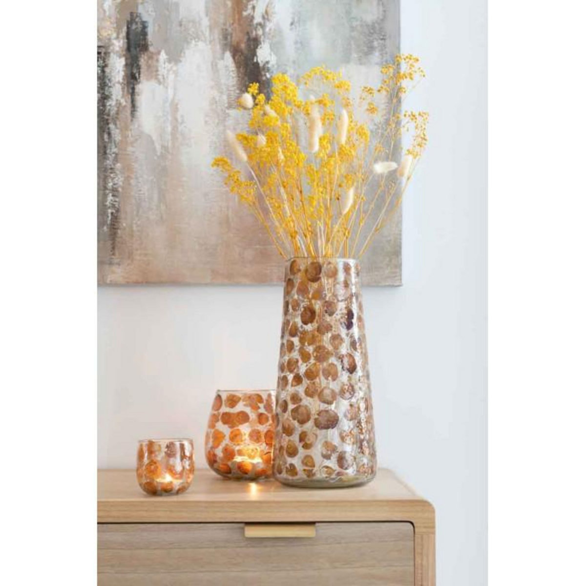 Paris Prix Bouquet de Fleurs Artificielles  Gypsophile  81cm Ocre