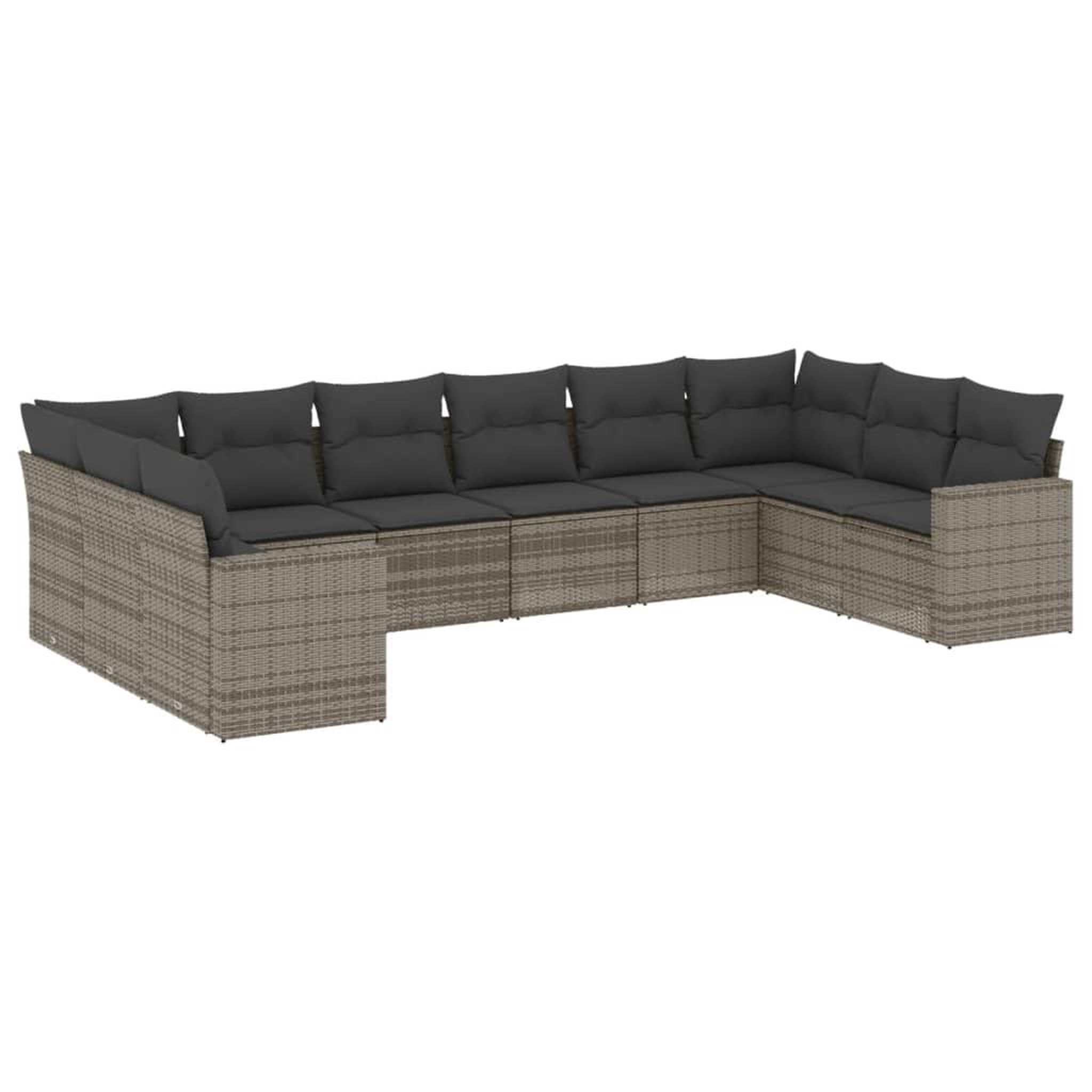 Voir la diapositive 2 : VIDAXL Salon de jardin avec coussins 10 pcs gris resine tressee