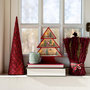 Voir la diapositive 3 : Paris Prix Lot de 3 Cônes de Noël  Perles  45cm Rouge