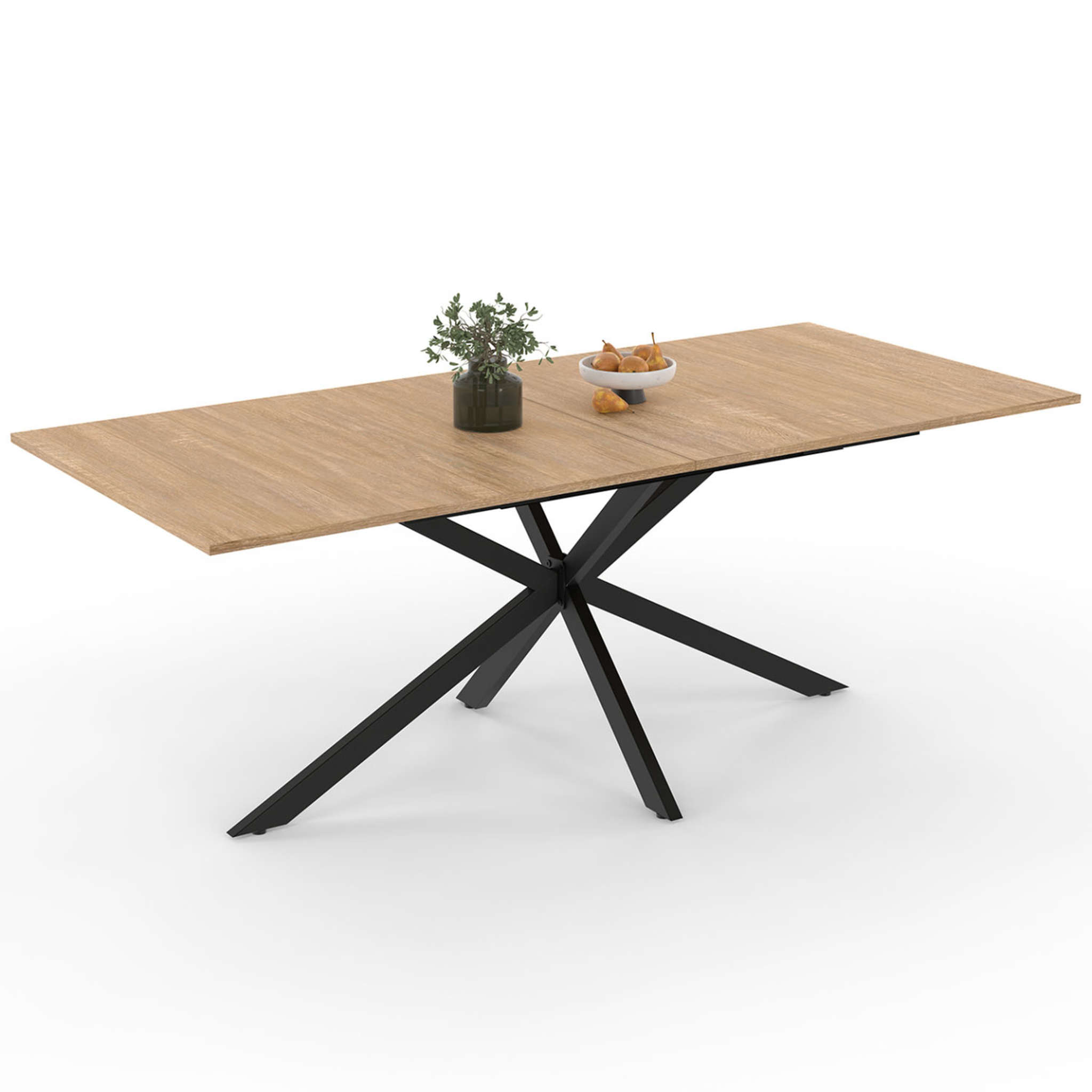 ID MARKET Table à manger rectangle alix 10 personnes pied araignée bois et noir 200 cm