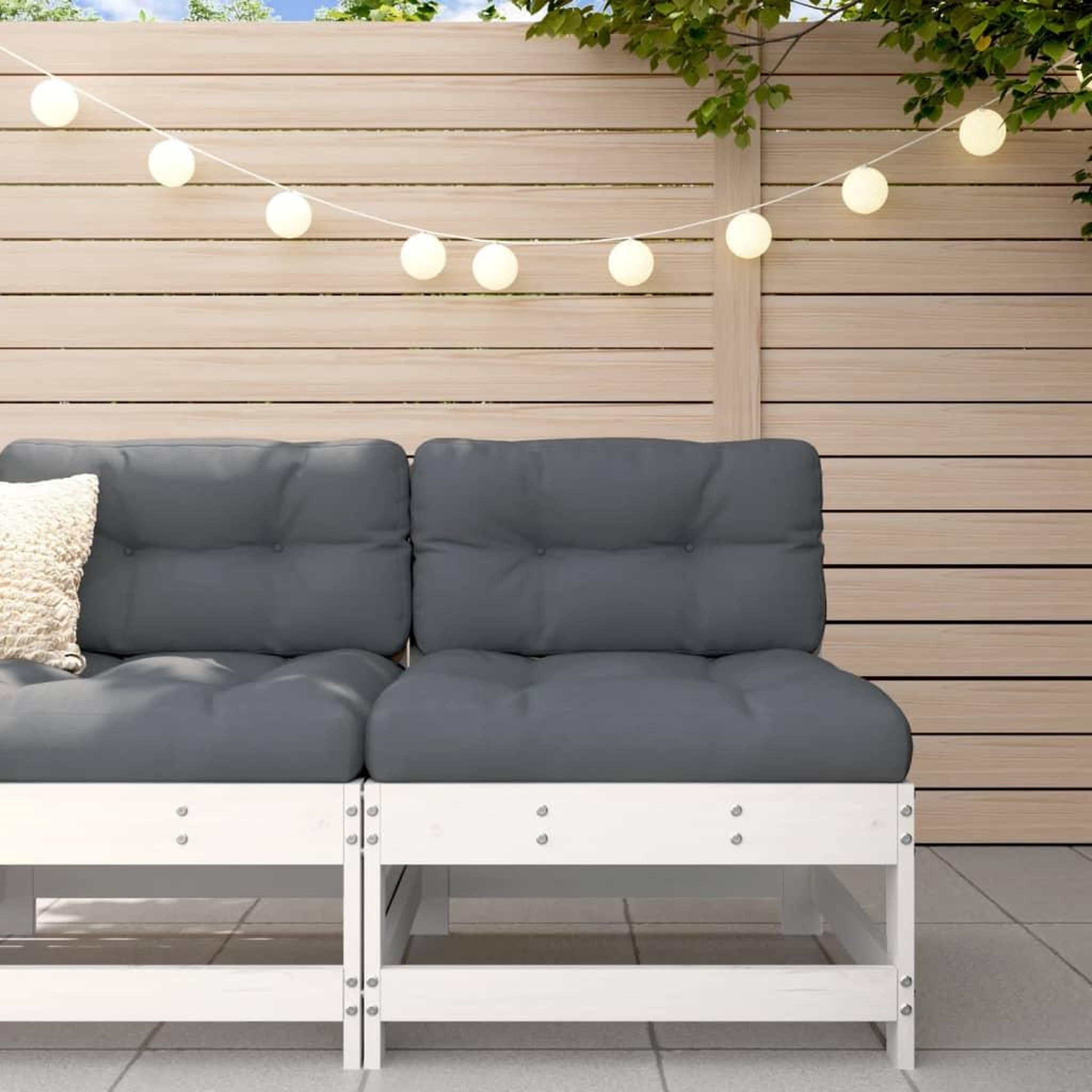 Voir la diapositive 1 : VIDAXL Canape central de jardin blanc bois de pin massif