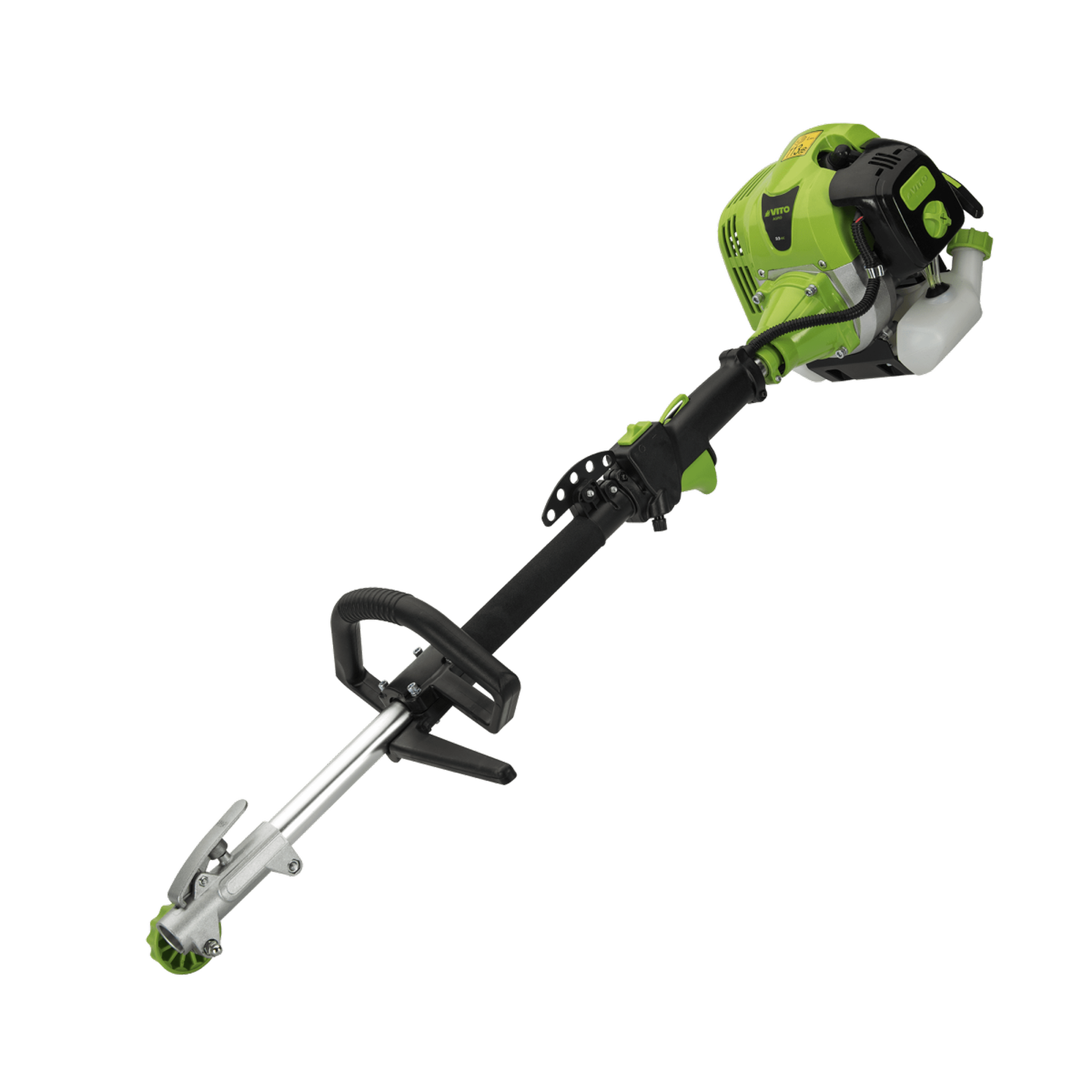 Voir la diapositive 3 : VITO Débroussailleuse thermique  33 cm³ 4 outils en 1 Moteur 2T Coupe bordures Taille haies Tronçonneuse VITO