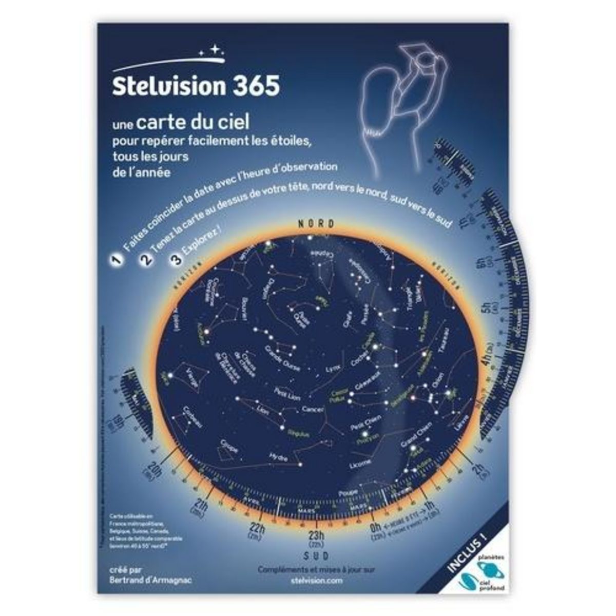 STELVISION 365. UNE CARTE DU CIEL POUR REPERER FACILEMENT LES ETOILES, TOUS LES JOURS DE L'ANNEE, D'armagnac Bertrand