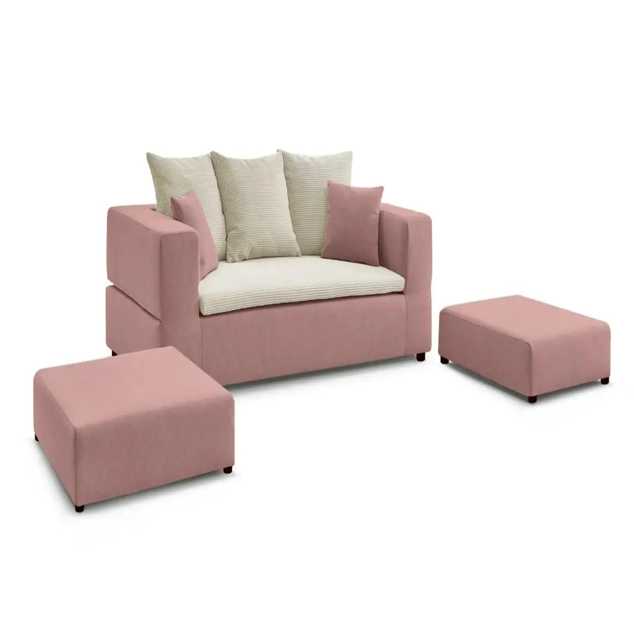 Voir la diapositive 6 : CASANOVA PARIS Ambre - canapé droit convertible bi matière avec deux poufs