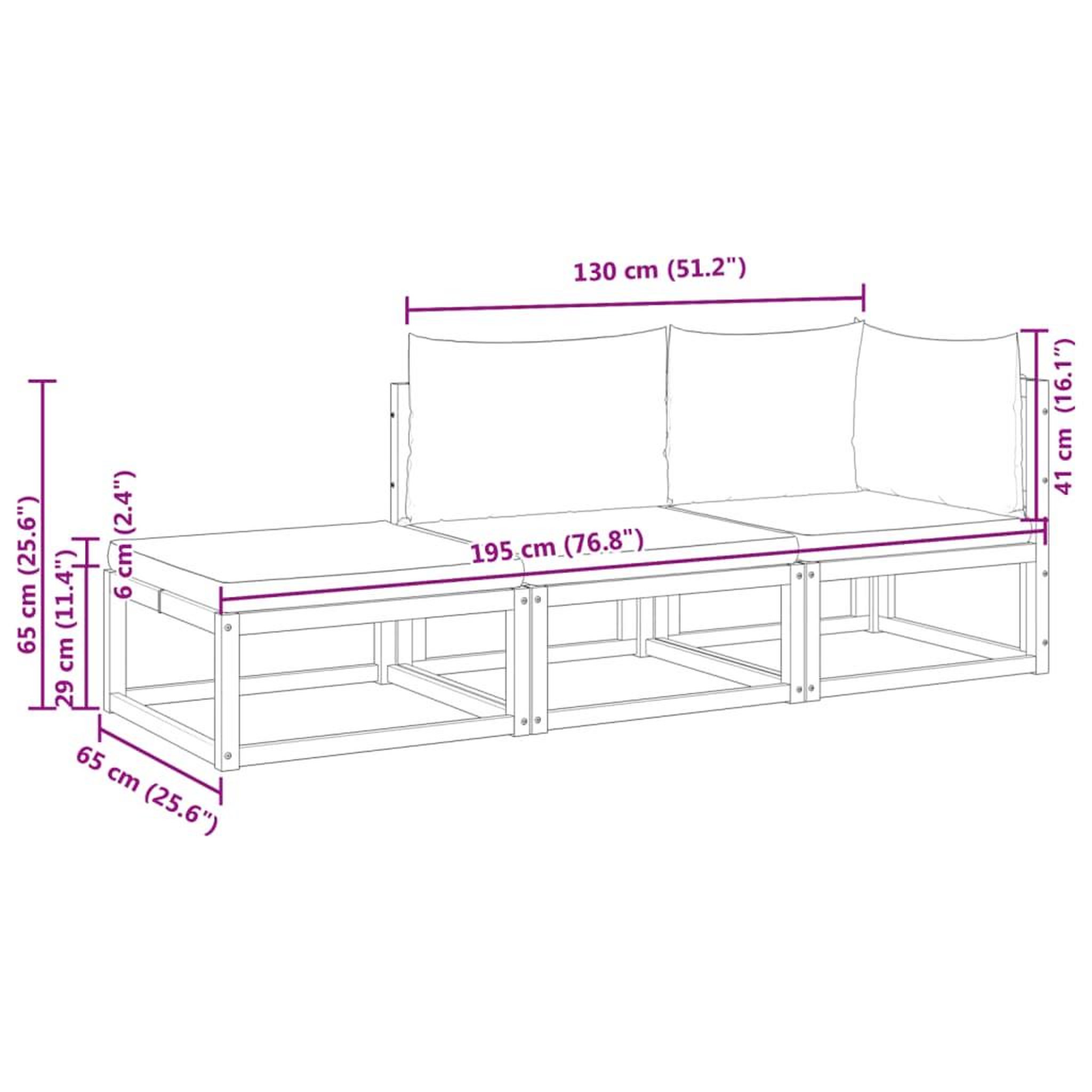 Voir la diapositive 6 : VIDAXL Salon de jardin avec coussins 3 pcs bois massif d'acacia